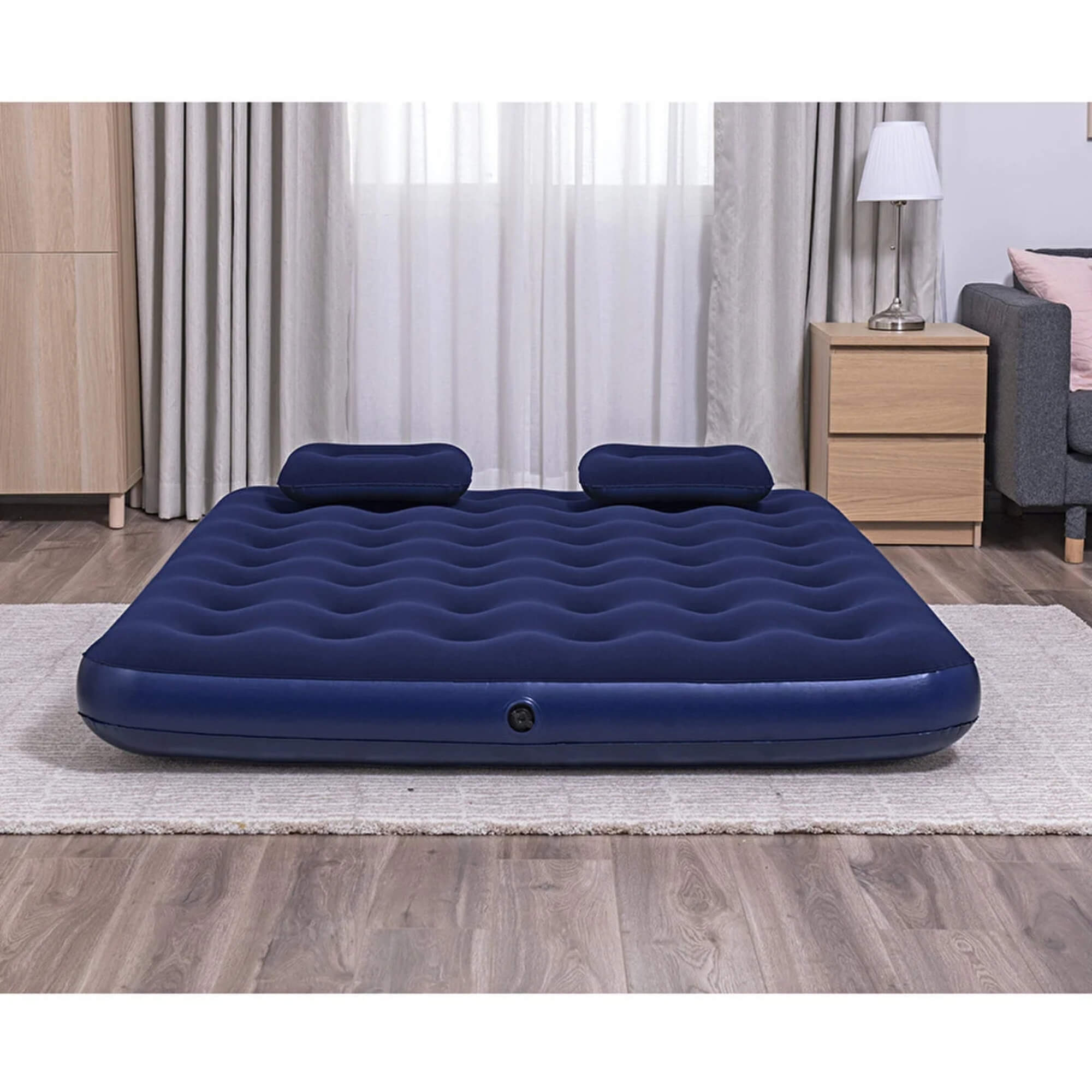 Şişme Yatak+2 Yastık+Pompa 203x152x22 cm