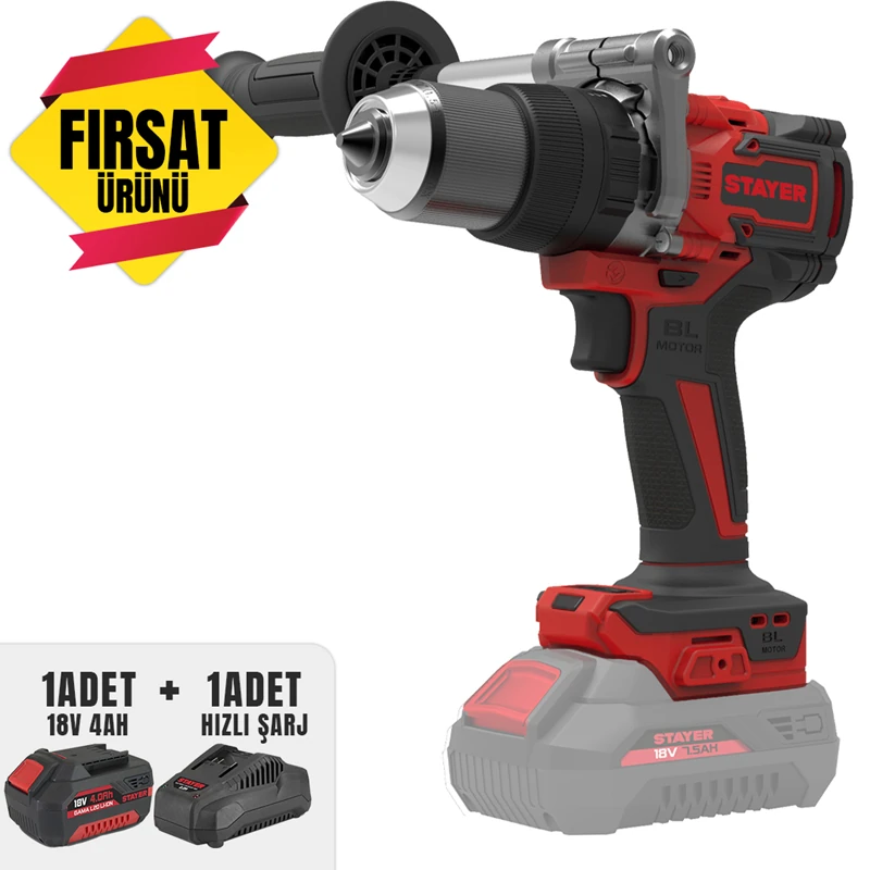 KÖMÜRSÜZ AKÜLÜ VİDALAMA 18V Li-ion (YS-12577-4 AH AKÜ)+(YS-12578-ŞARJ CİHAZI)