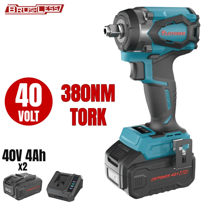 KÖMÜRSÜZ AKÜLÜ SOMUN SIKMA VE TORKLU VİDALAMA 1/2''   Lİ-İON 40V +( 4.0 ah AKÜ 2 ADET)+(Hızlı Şarj Cihazı)