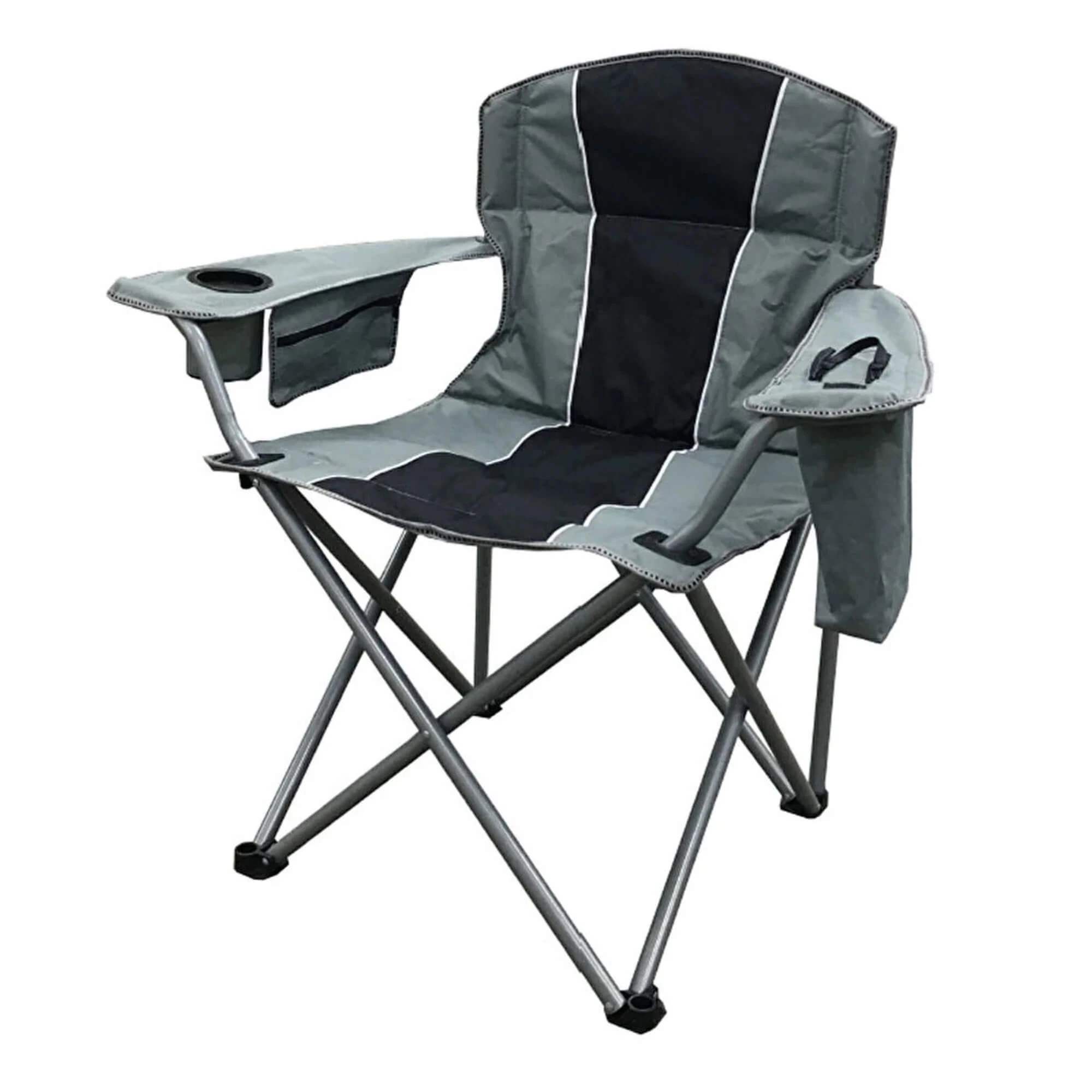 Kamp Sandalyesi Buz Çantalı Siyah Gri