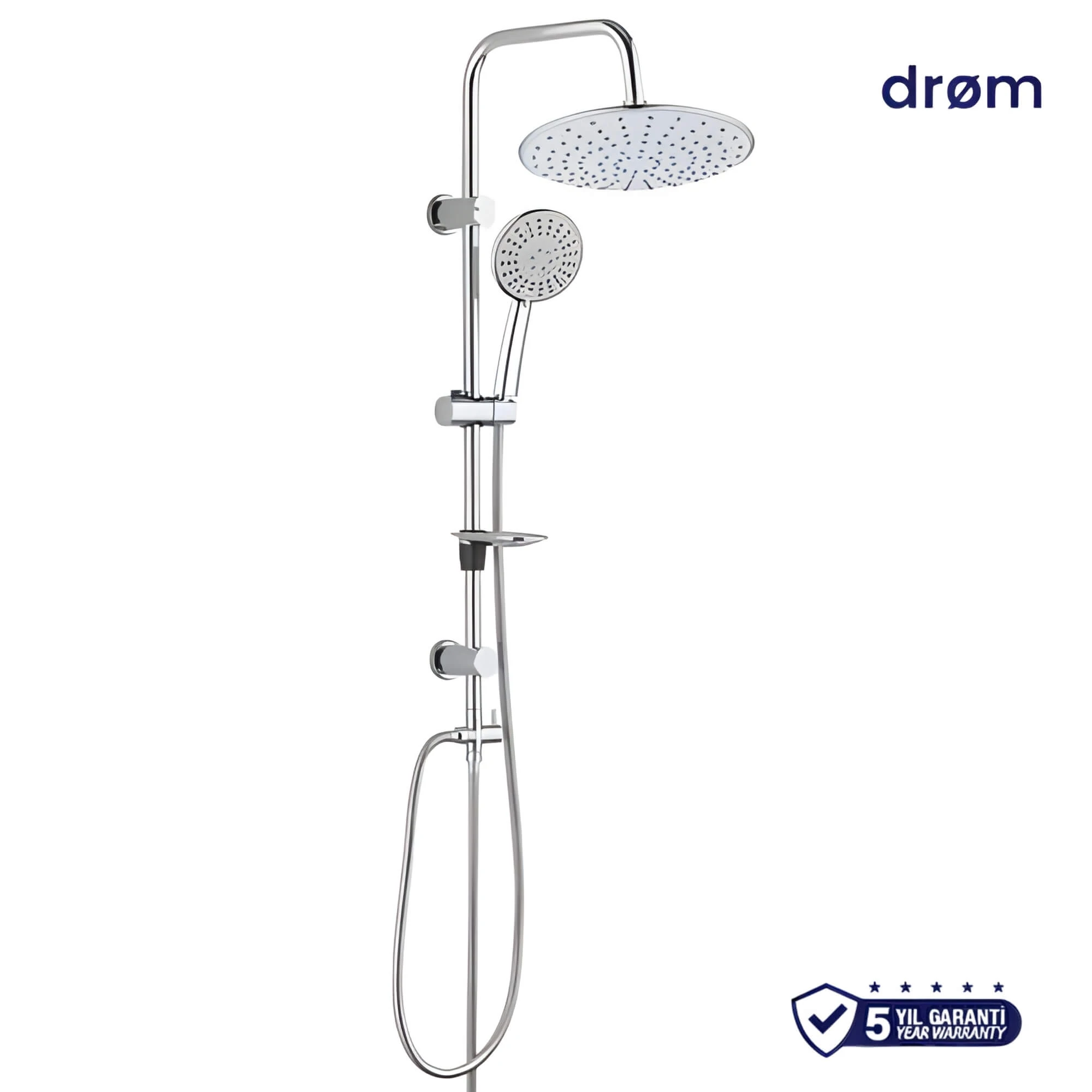 Rund Kolonlu Krom Yağmurlama Duş Seti 