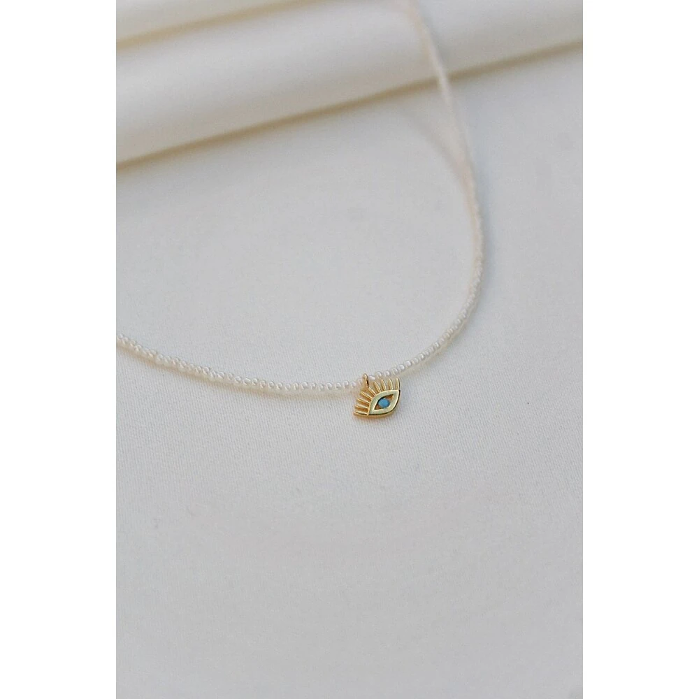 Göz Detaylı Beyaz Kolye