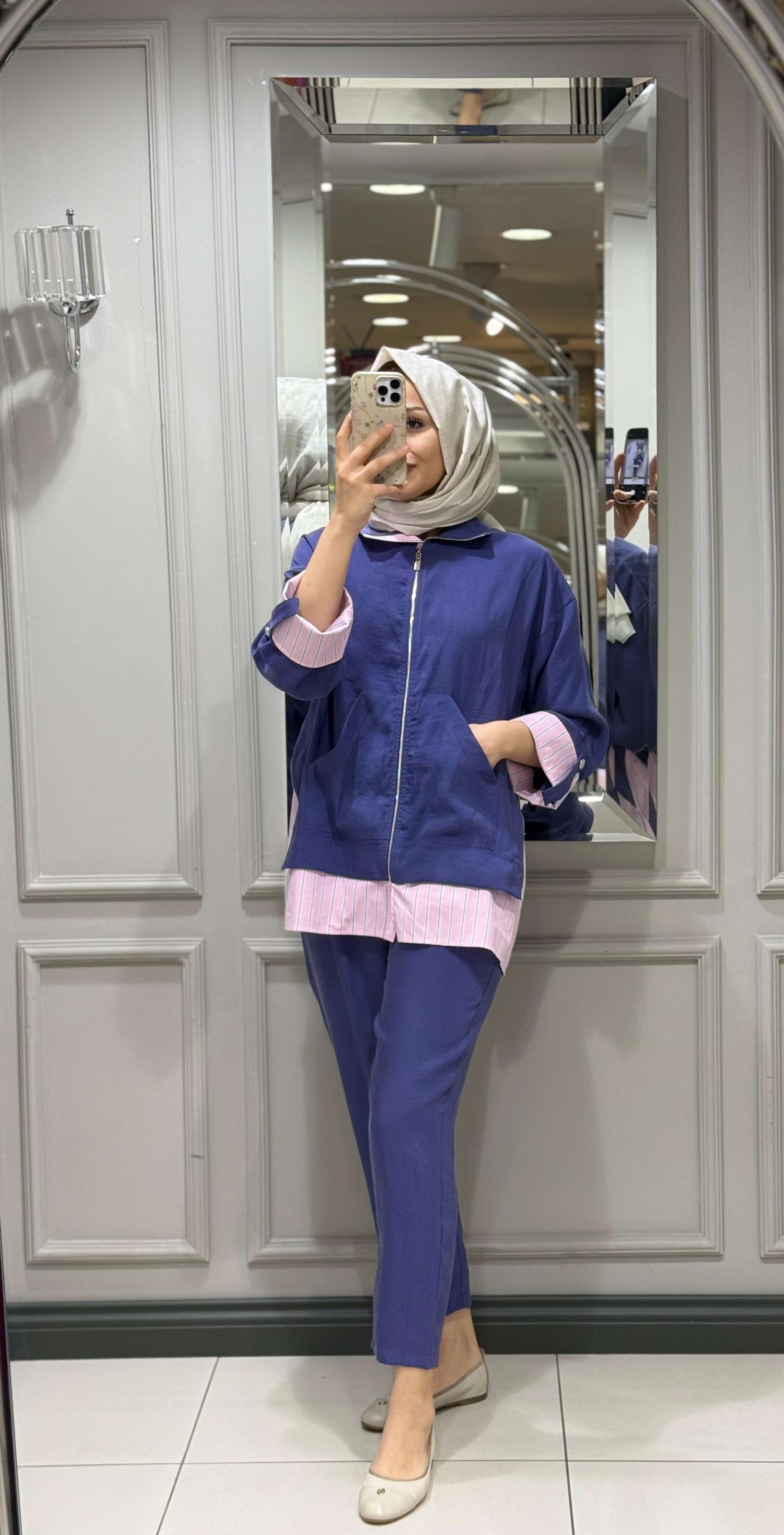TIĞ TRİKO POPLIN PANT TAKIM - MOR