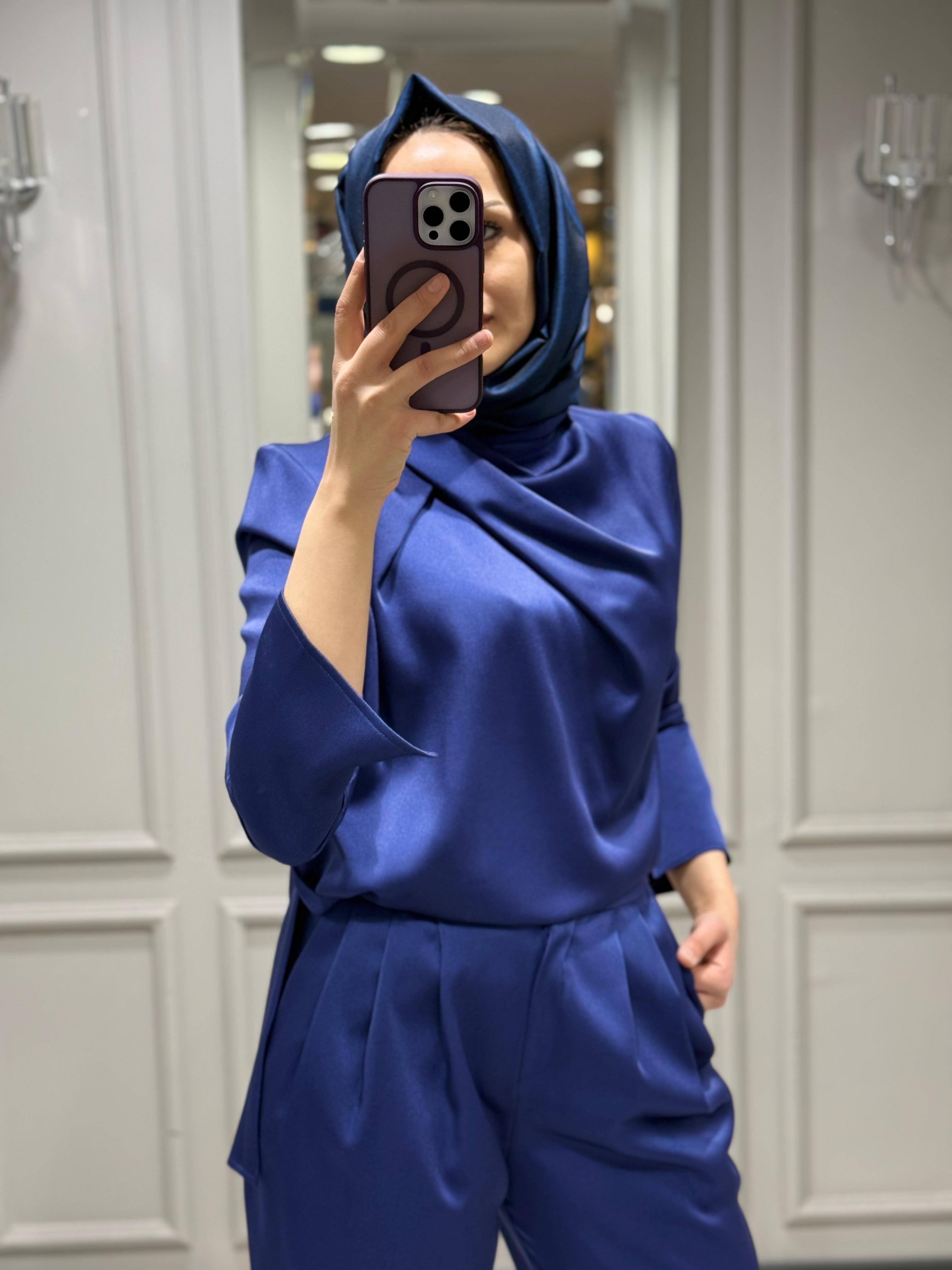 SENNA CRİSTALLE BLUZ PANTOLON TAKIM LACİVERT