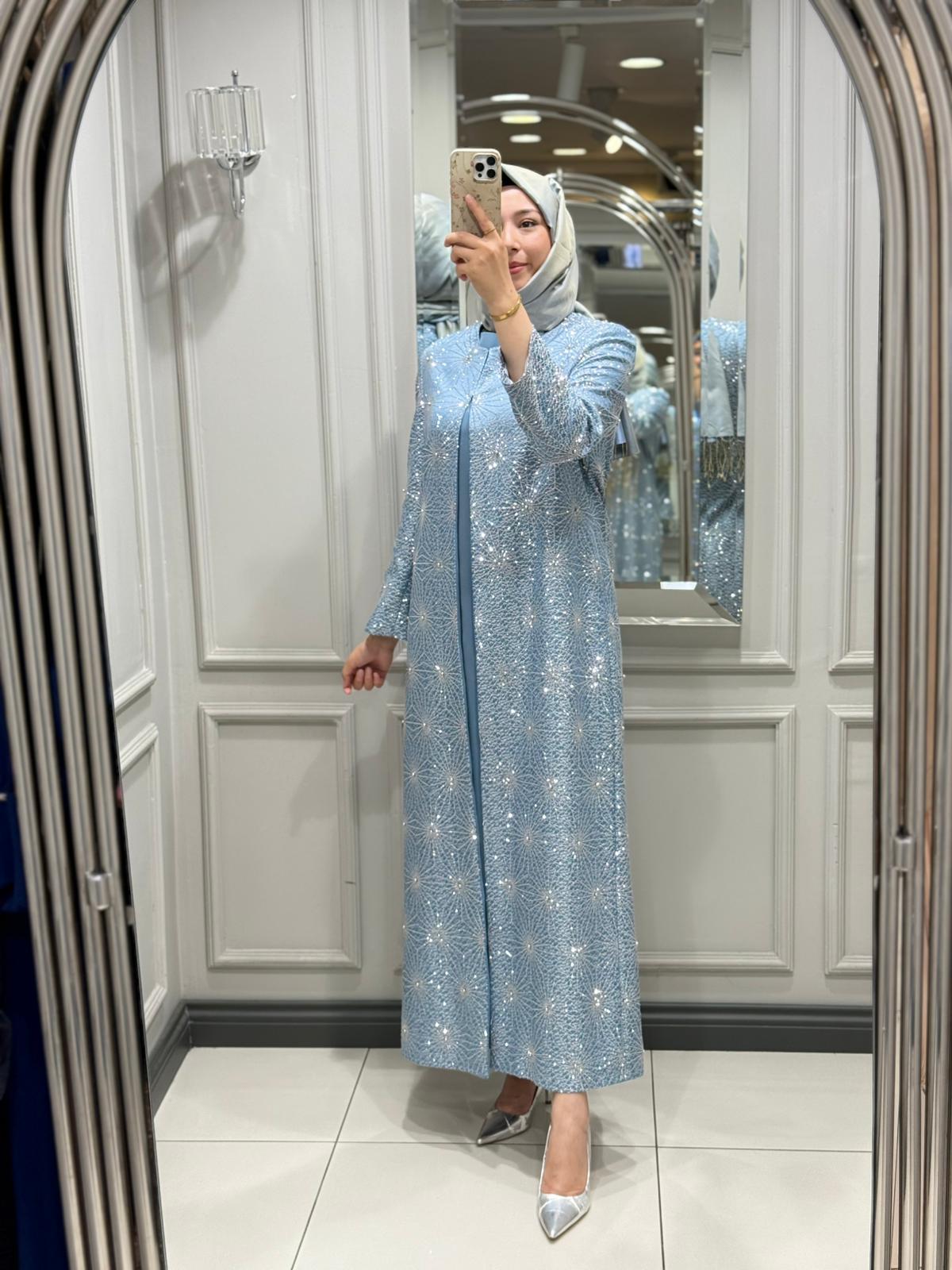 ÇÖZGÜ KAFTAN - AÇIK MAVİ