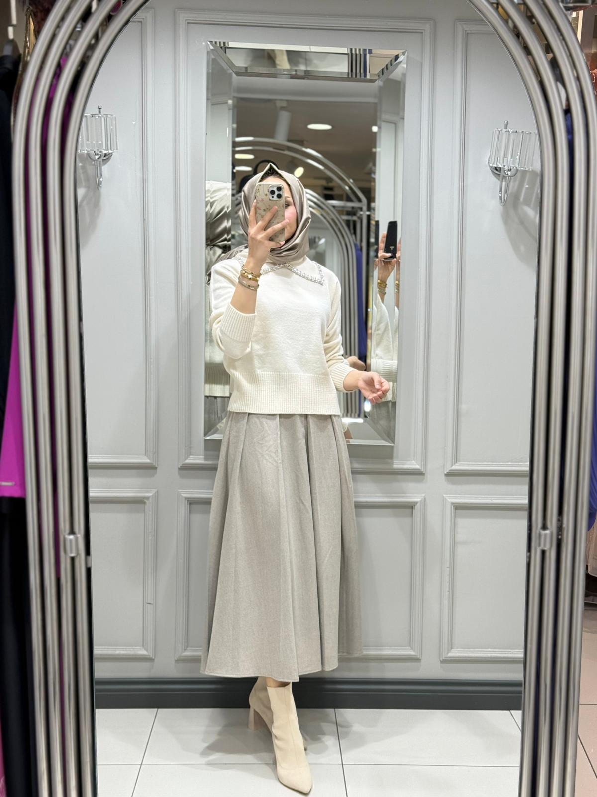 CLOCHE TRİKO KAZAK - EKRU