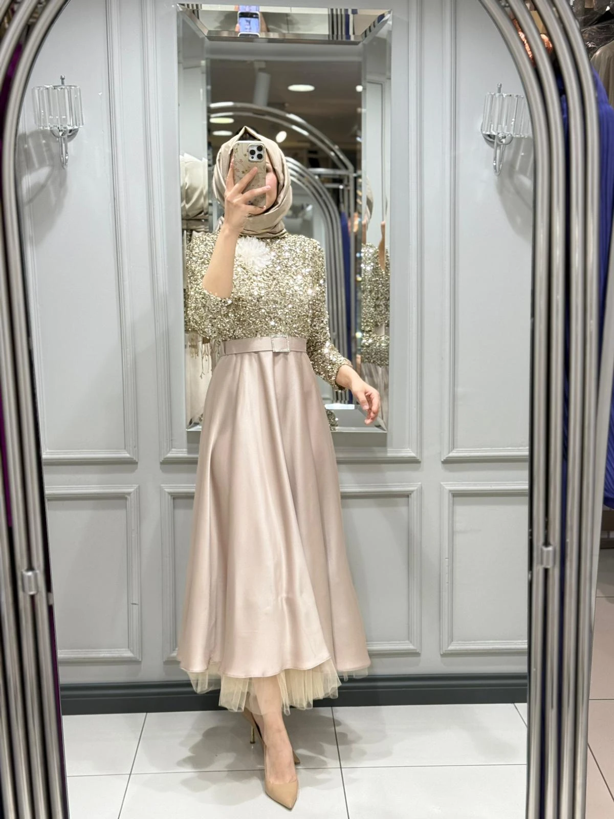 MATEX ABİYE ELBİSE - BEJ