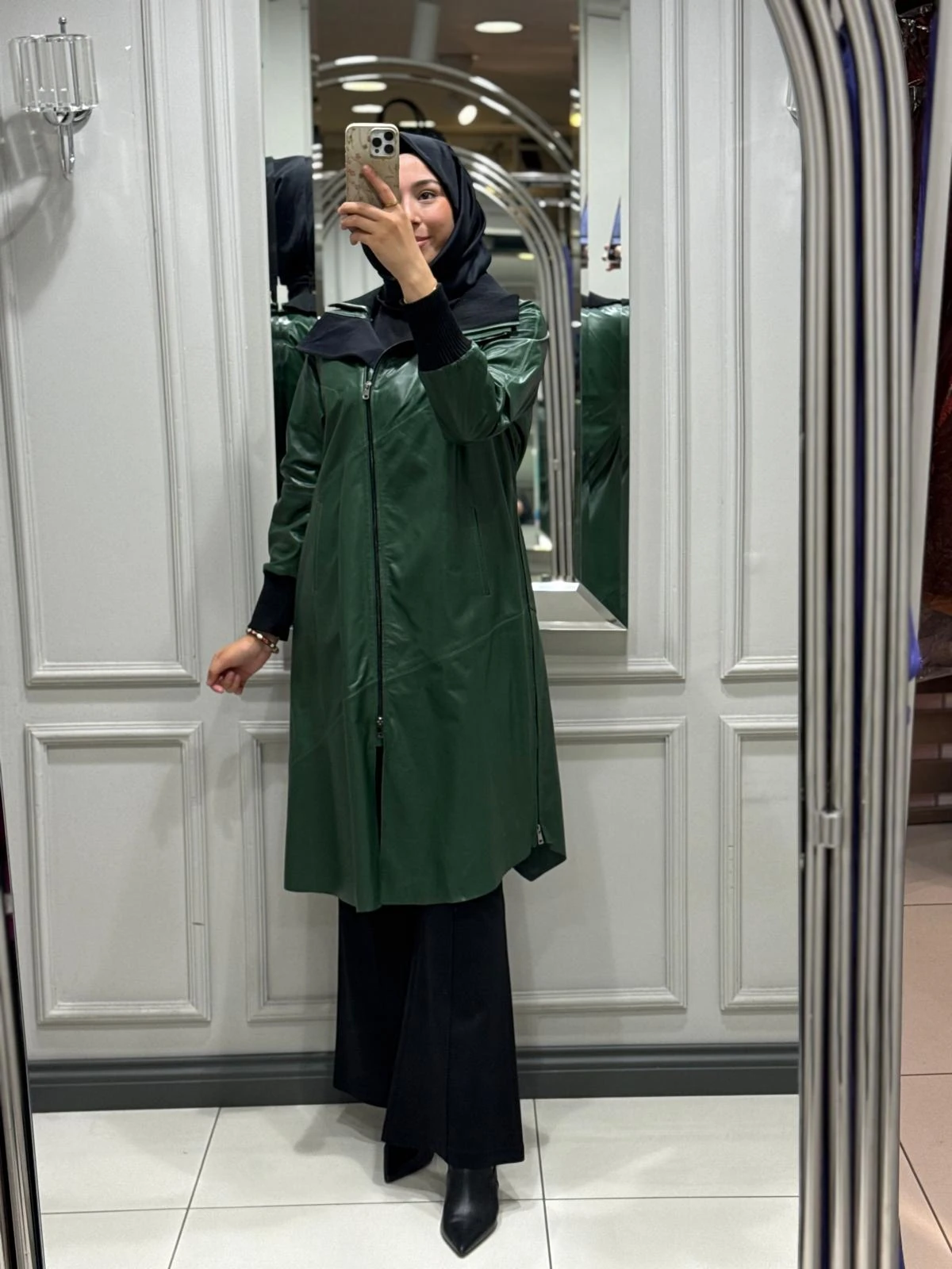 BARUT DERİ KABAN - YEŞİL