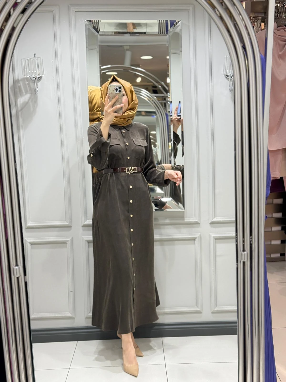 NUSS ELBİSE - KAHVE