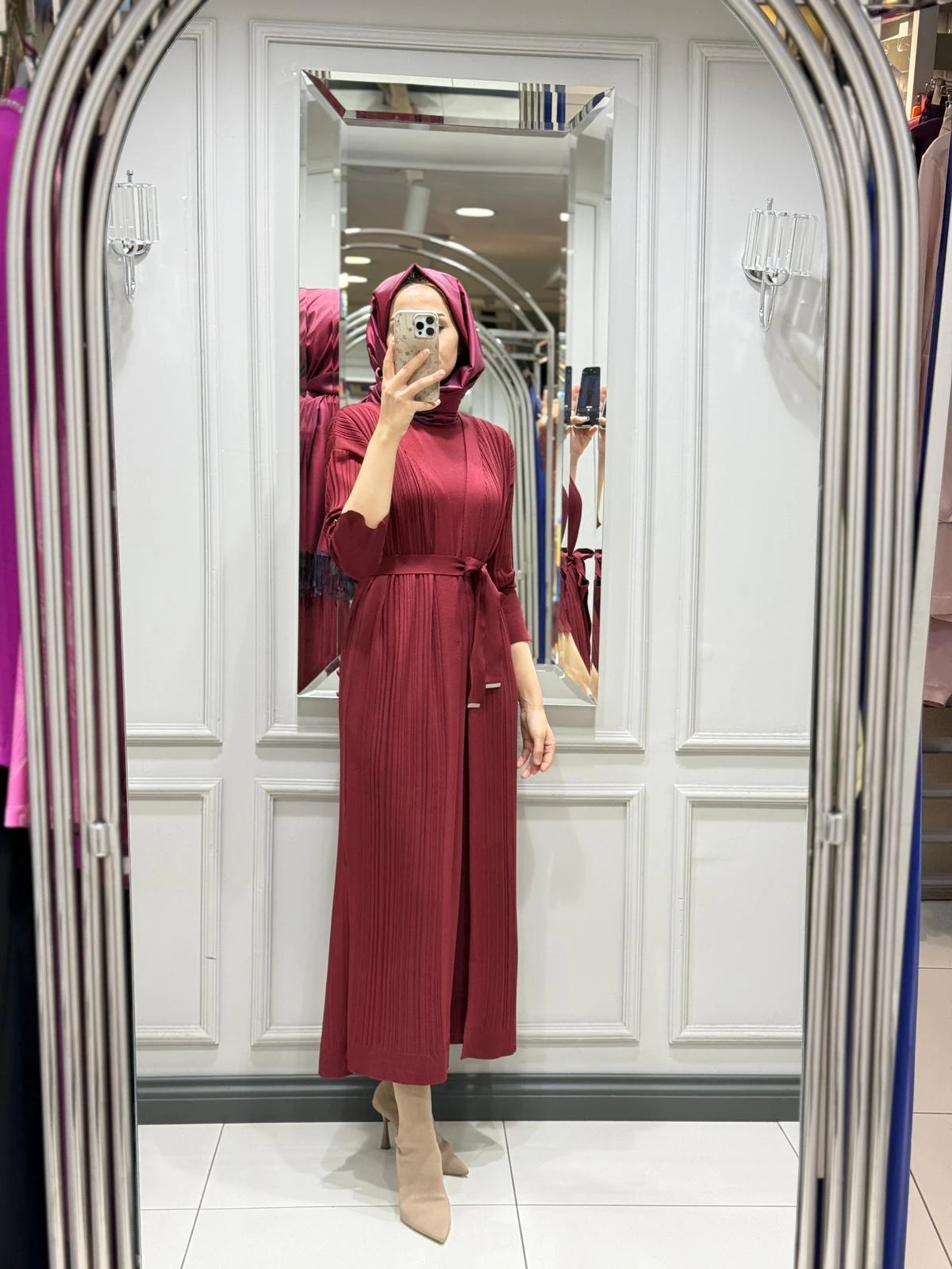 MY312 İKİLİ TRİKO ELBİSE - BORDO