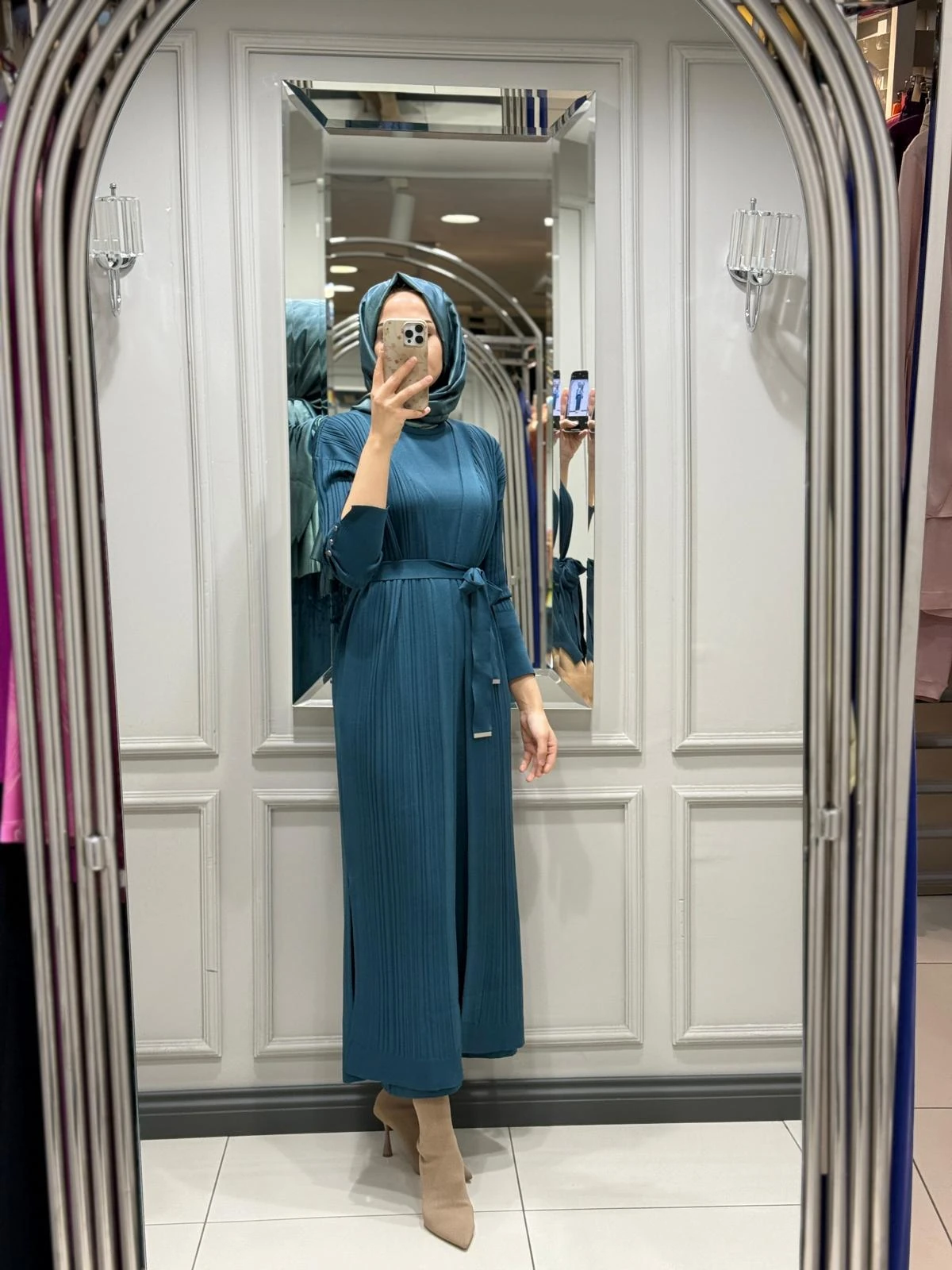 MY312 İKİLİ TRİKO ELBİSE - PETROL