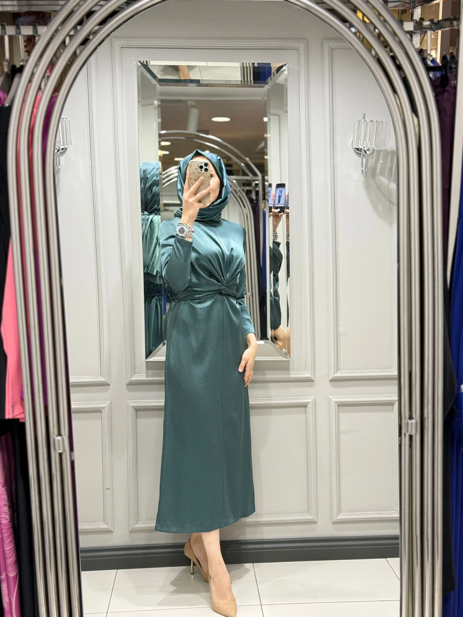 SENNA UMBERTO CRYSTAL ELBISE - ZUMRUT