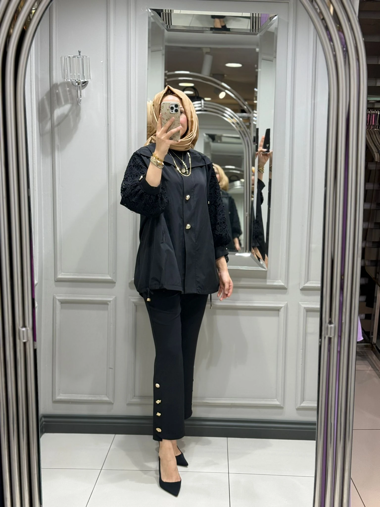 MY 312 KOLU DANTELLİ KAP - SİYAH