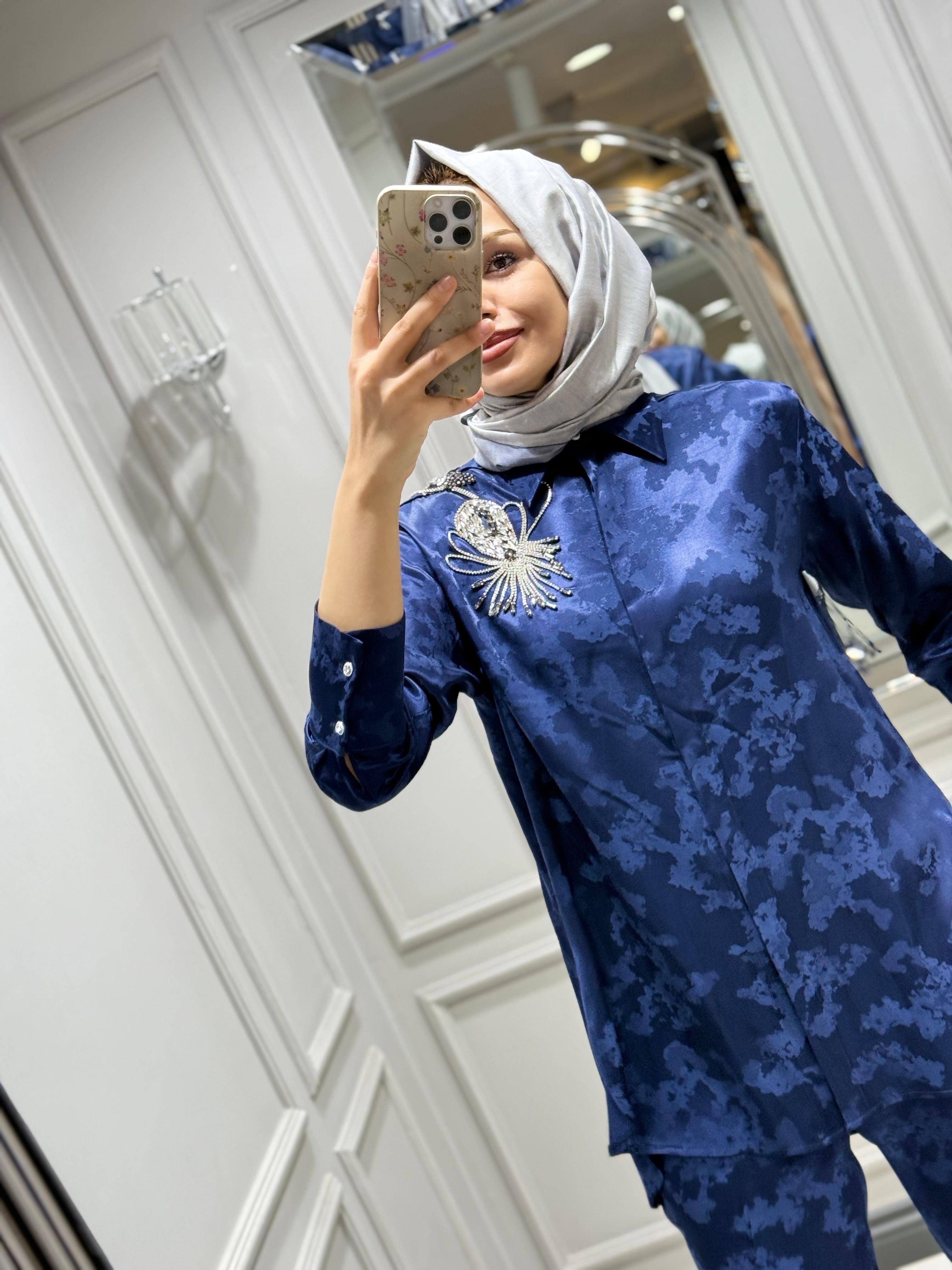MY312 OMUZU TAŞLI JAKAR TAKIM - INDIGO