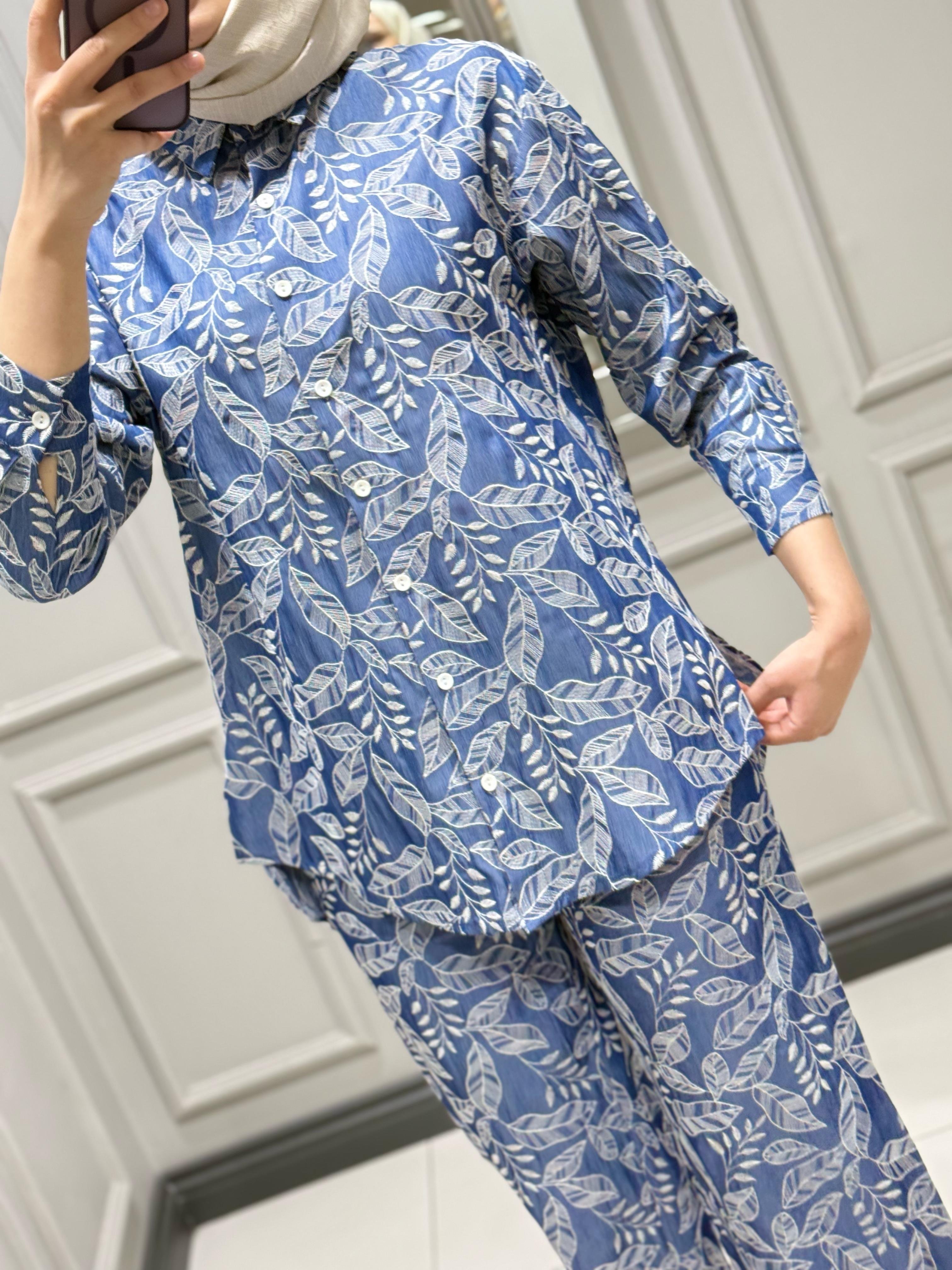 ON FASHION YAPRAK DESEN TAKIM İNDİGO