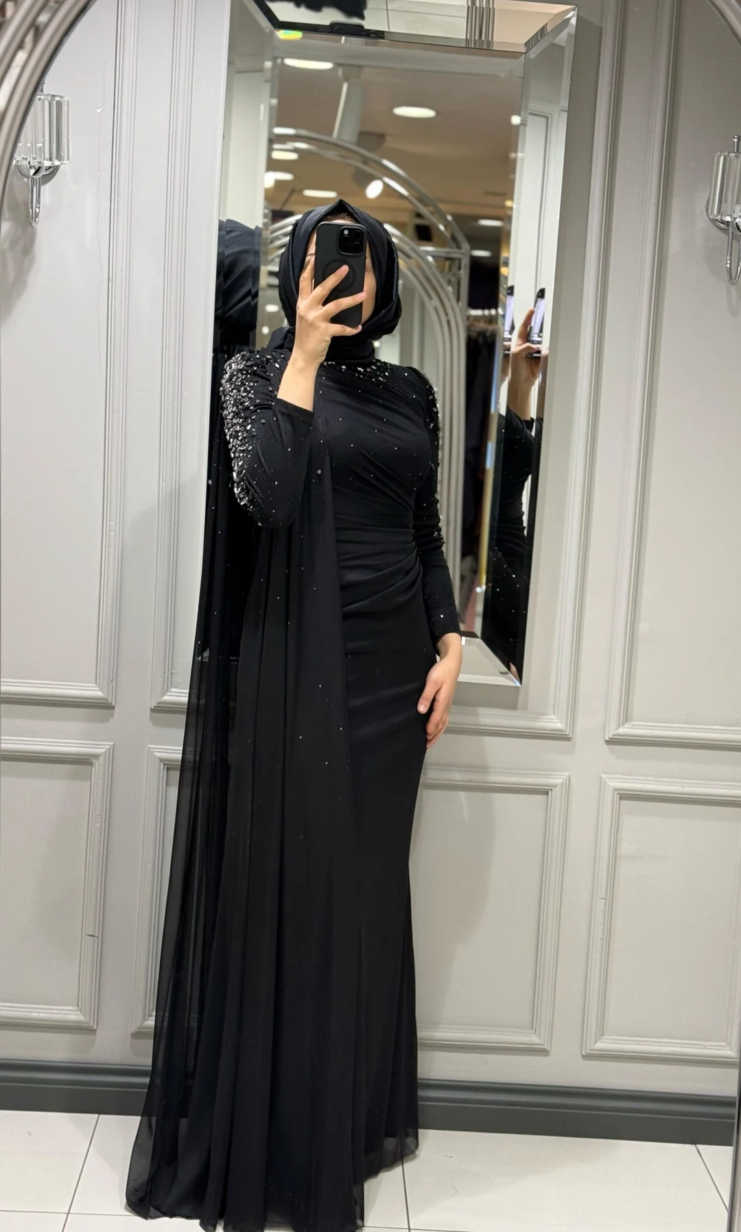 FASHION NIGHT KOLU TAŞLI ELBİSE (ABİYE)