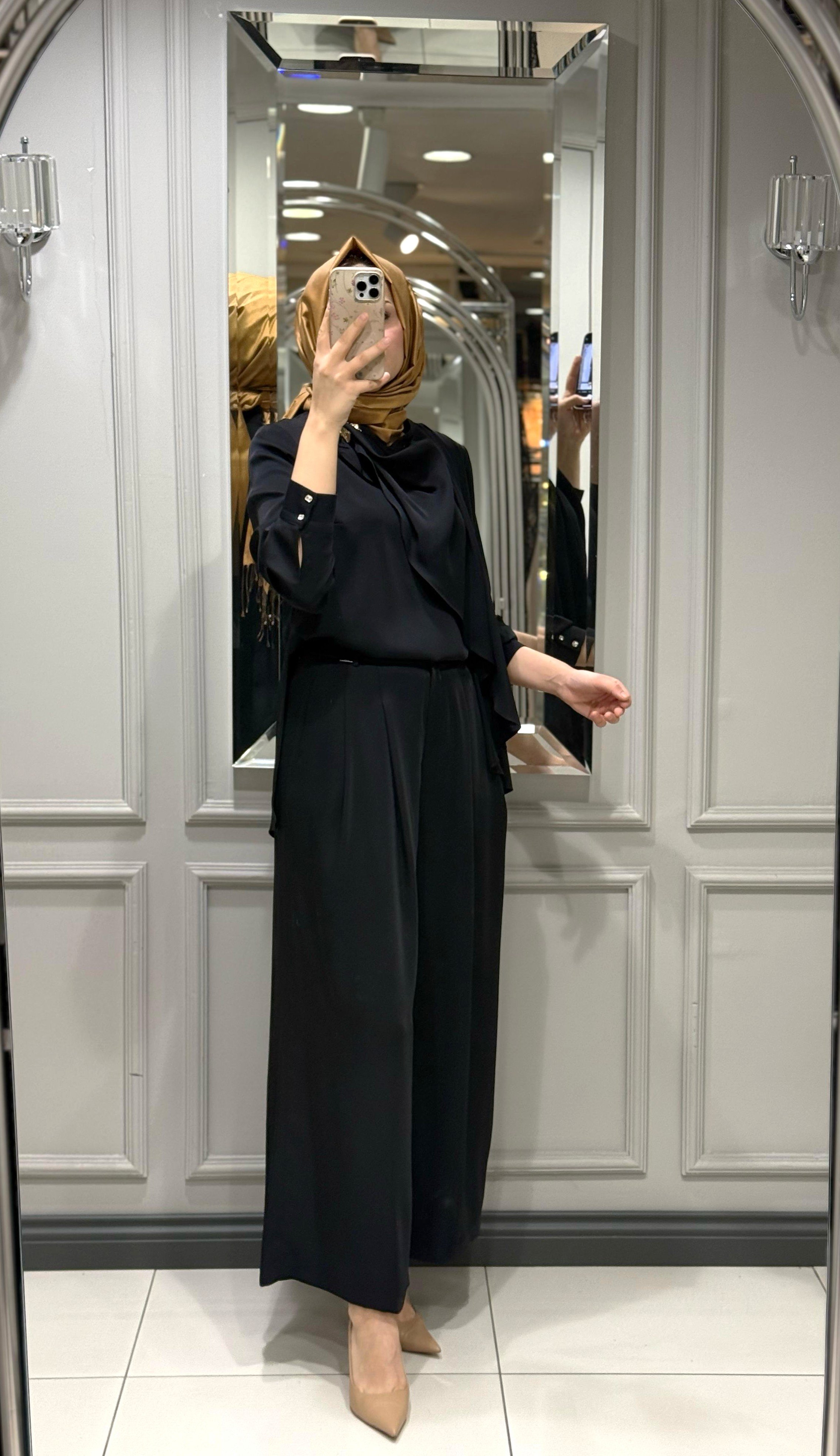 SENNA LENORA BLUZ PANTOLON TAKIM SİYAH