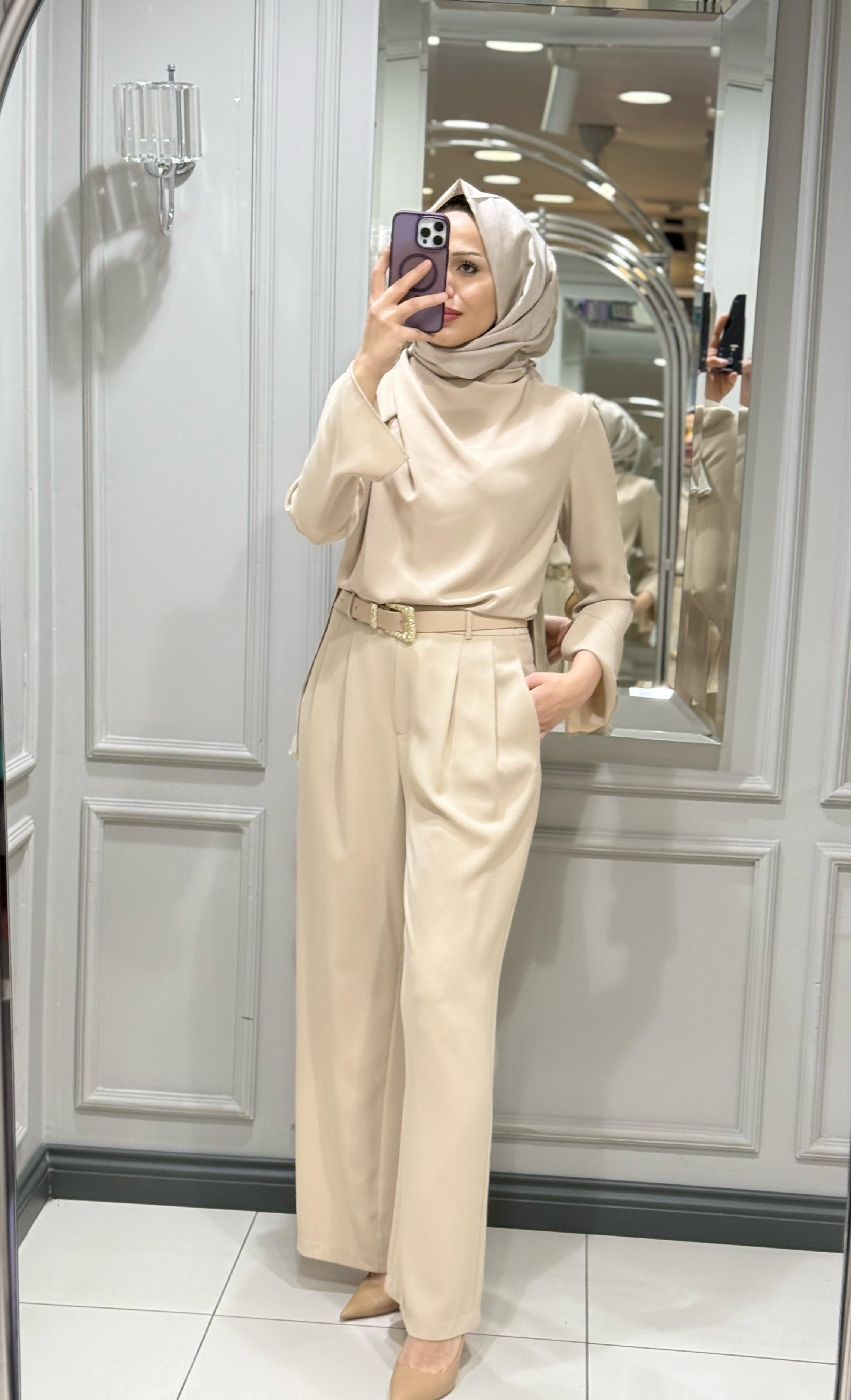 SENNA QUARTZ BLUZ PANTOLON TAKIM BEJ