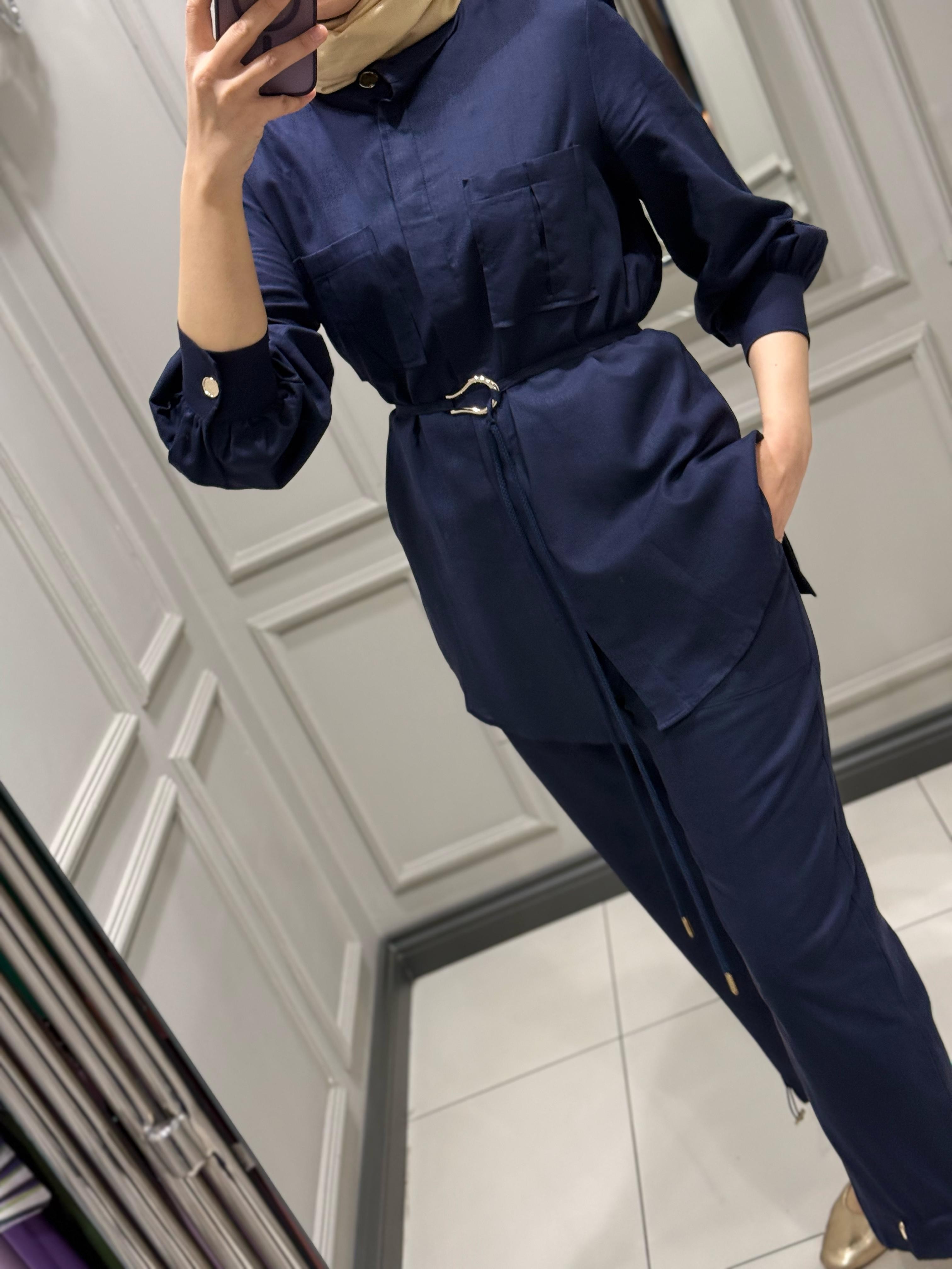 VENÖVE LİLİ GÖMLEK PANT TAKIM LACİVERT