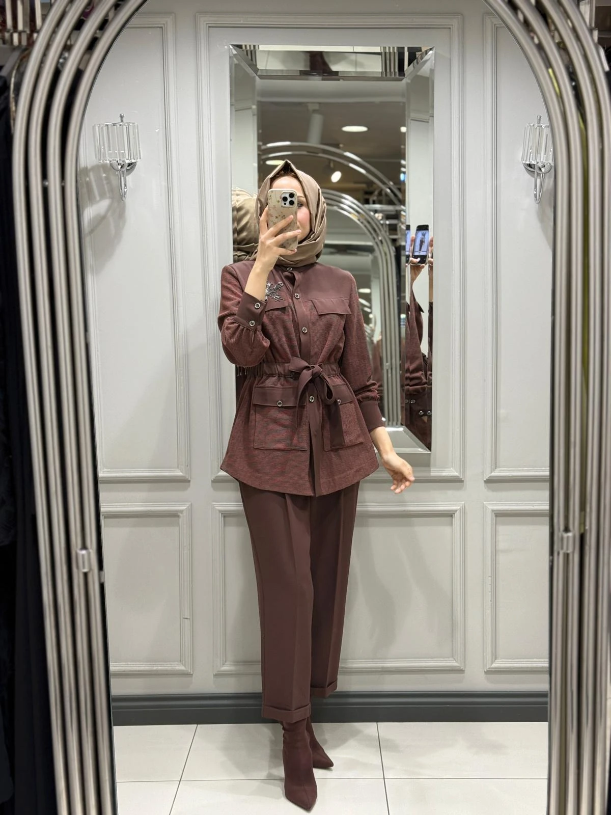 MY312 CEBİ TAŞLI TAKIM - KAHVE