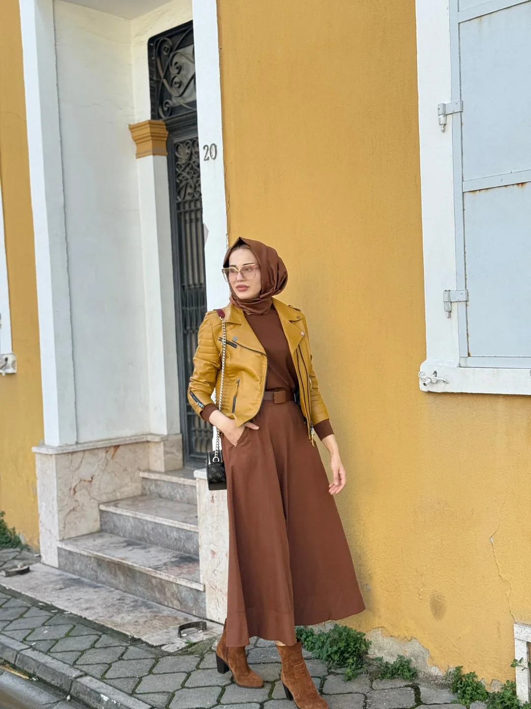 BARUT DERİ KISA CEKET - CAMEL