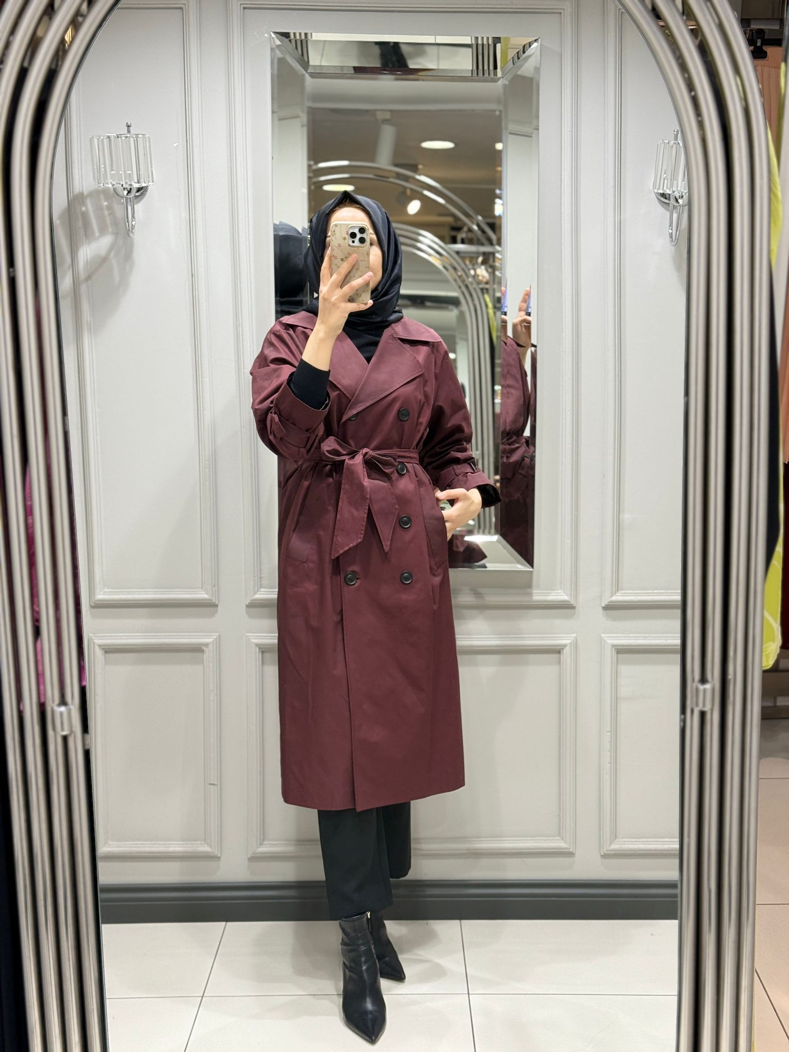 CLOCHE OLİVA TRENÇ - BORDO