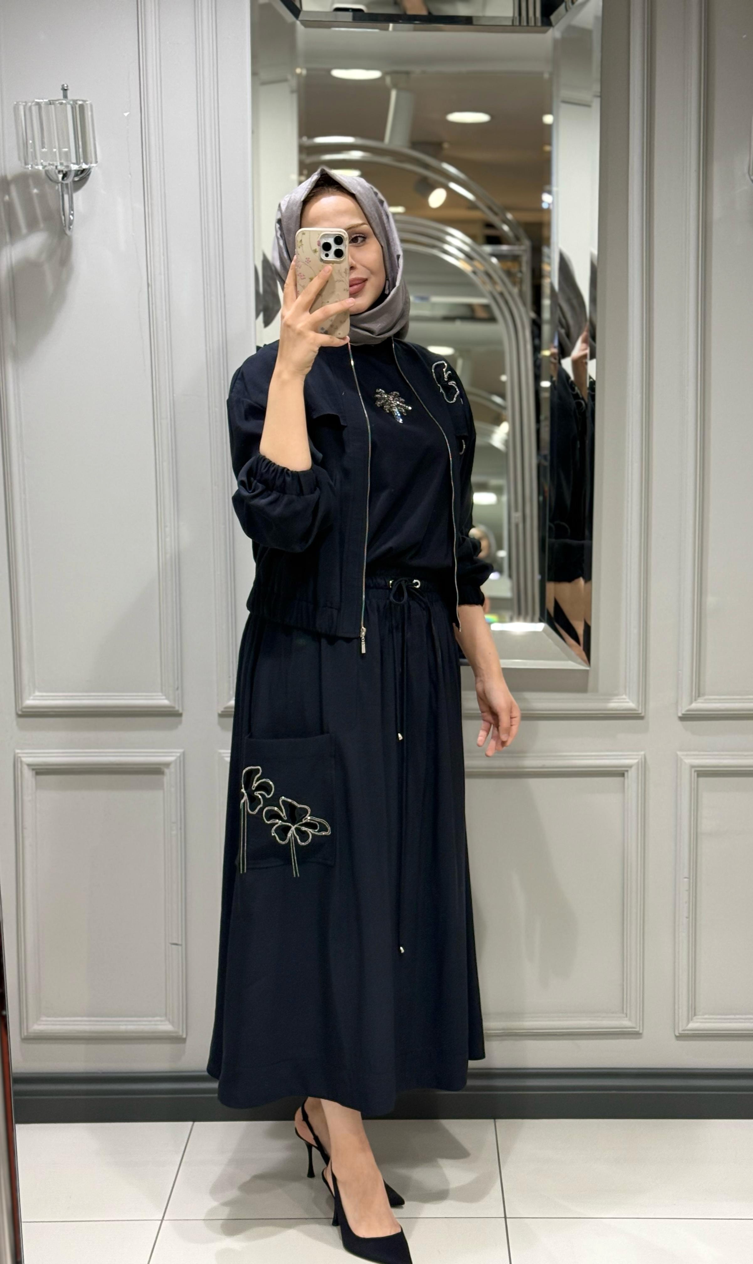 DARA CLANDE TUNİK PANTOLON TAKIM SİYAH