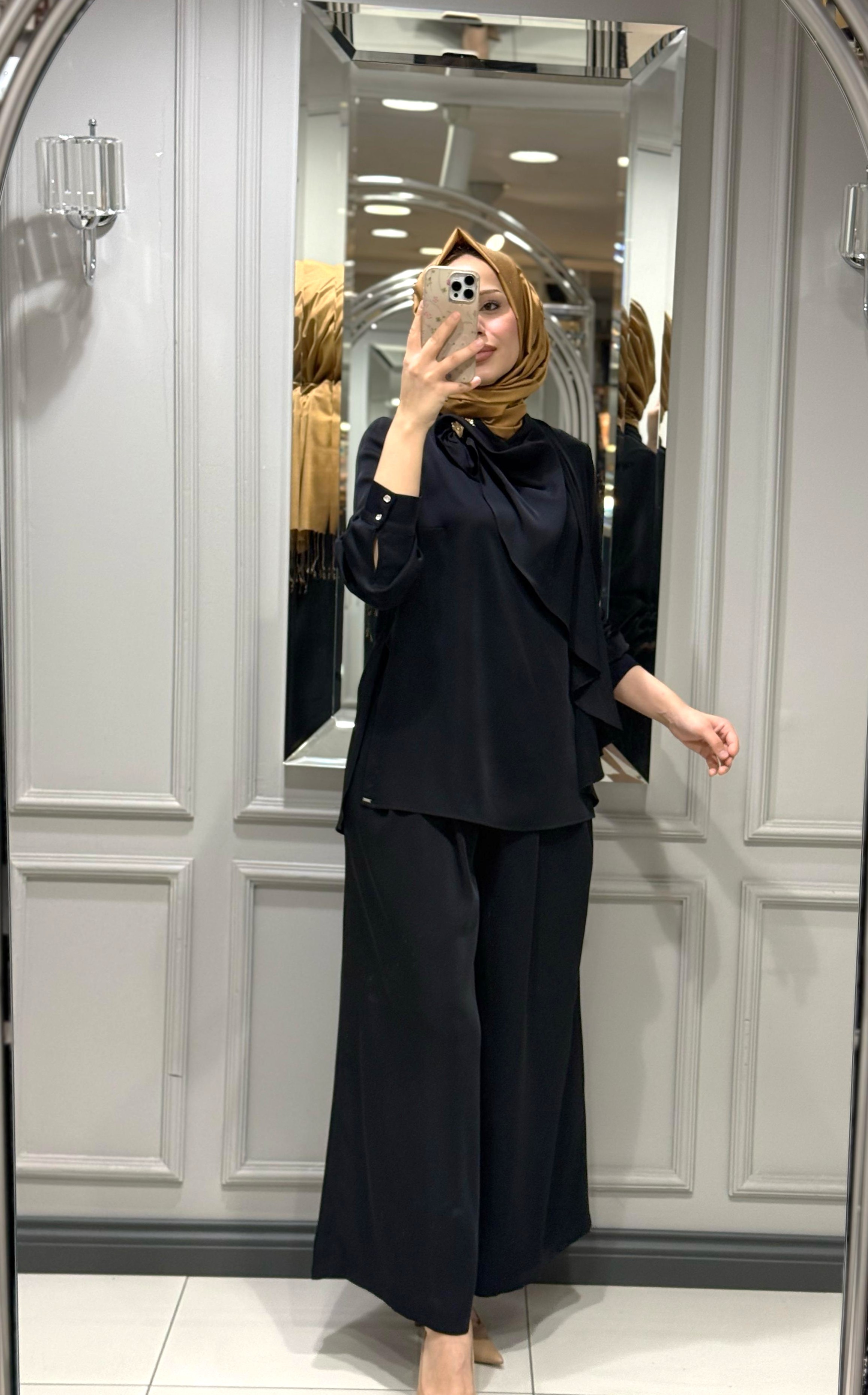 SENNA LENORA BLUZ PANTOLON TAKIM SİYAH