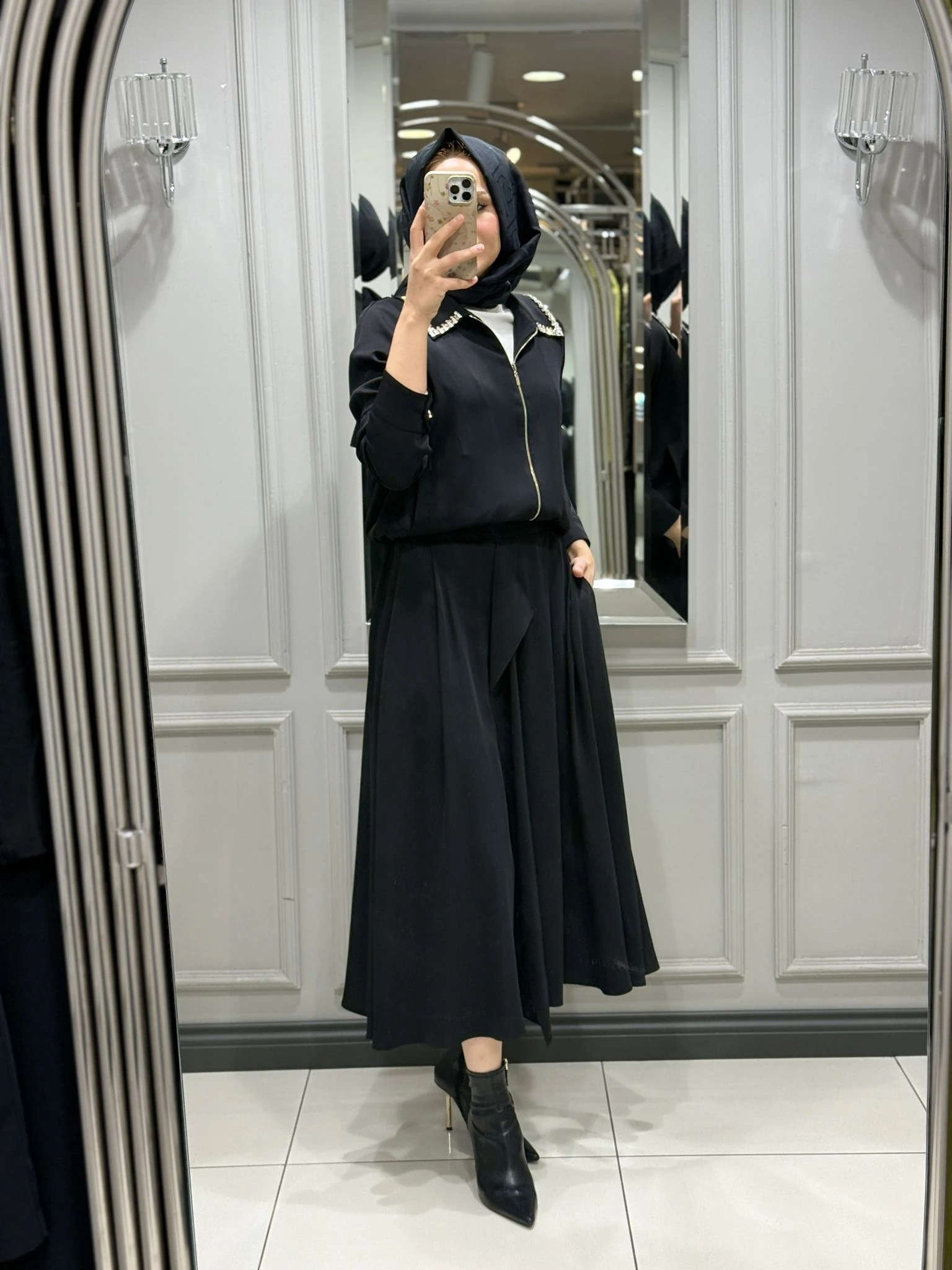 MY312 YAKASI TAŞLI TAKIM - SİYAH