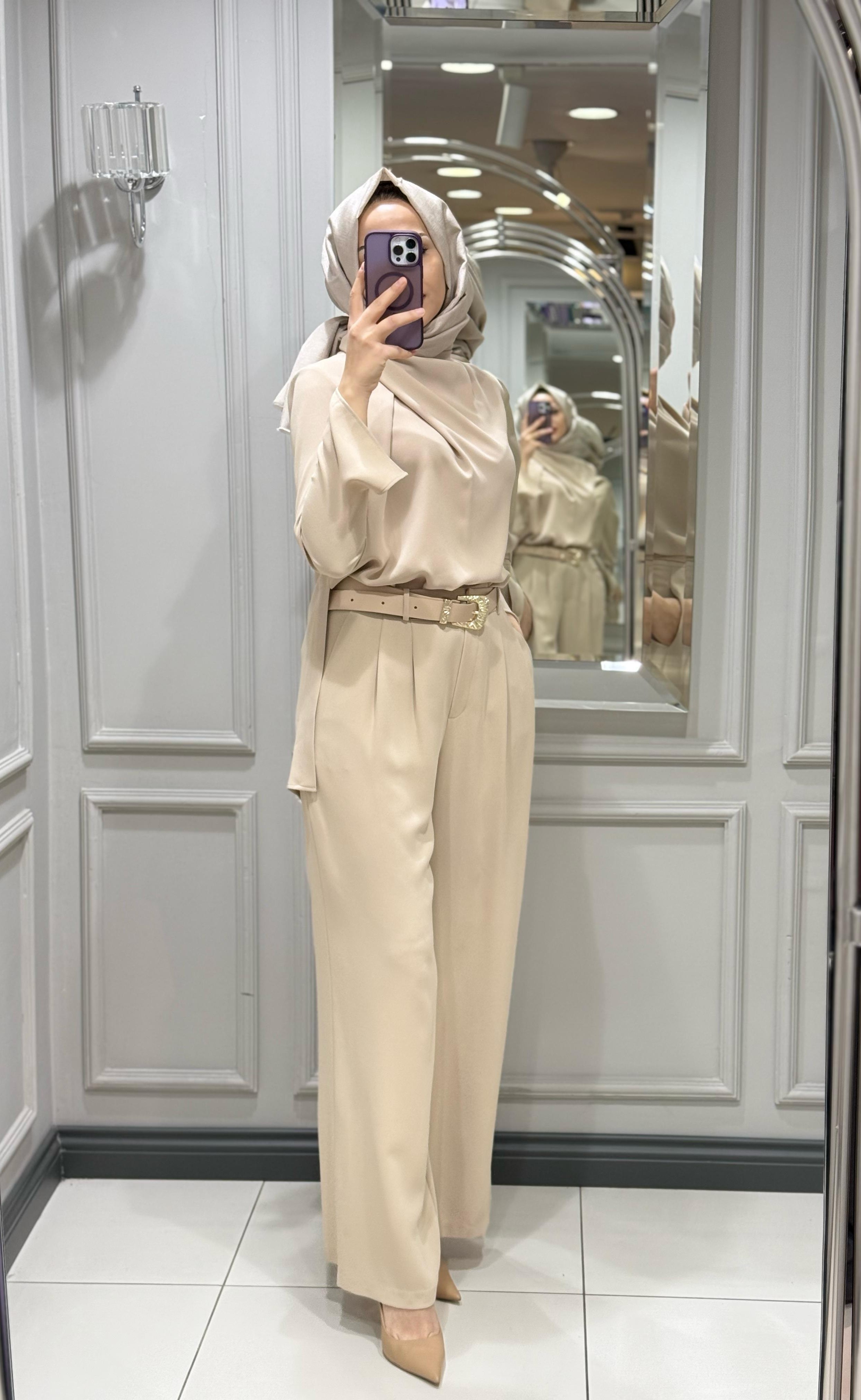 SENNA QUARTZ BLUZ PANTOLON TAKIM BEJ