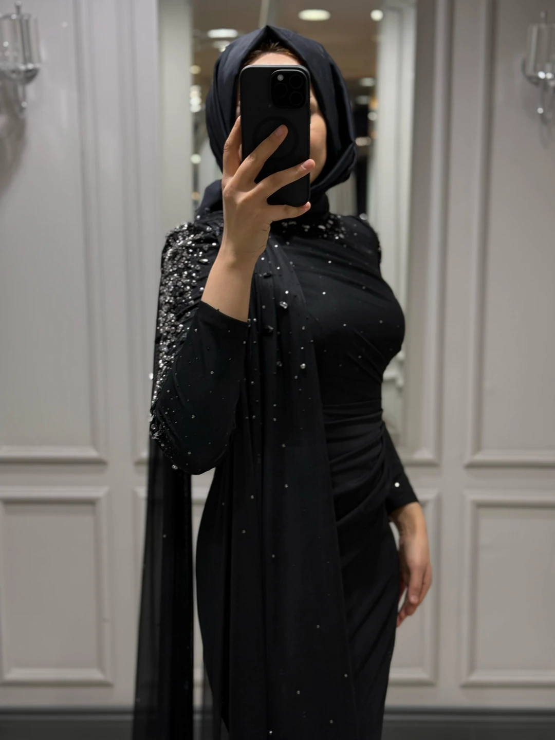 FASHION NIGHT KOLU TAŞLI ELBİSE (ABİYE)