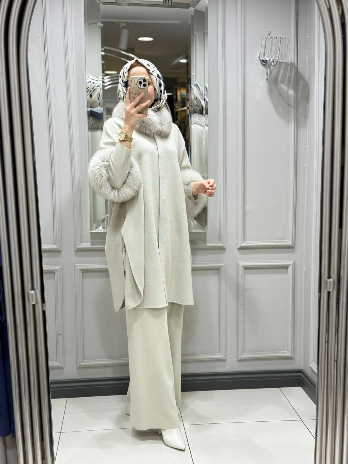 DALİDA KÜRK DETAYLI TRİKO PANÇO - ELSA STONE