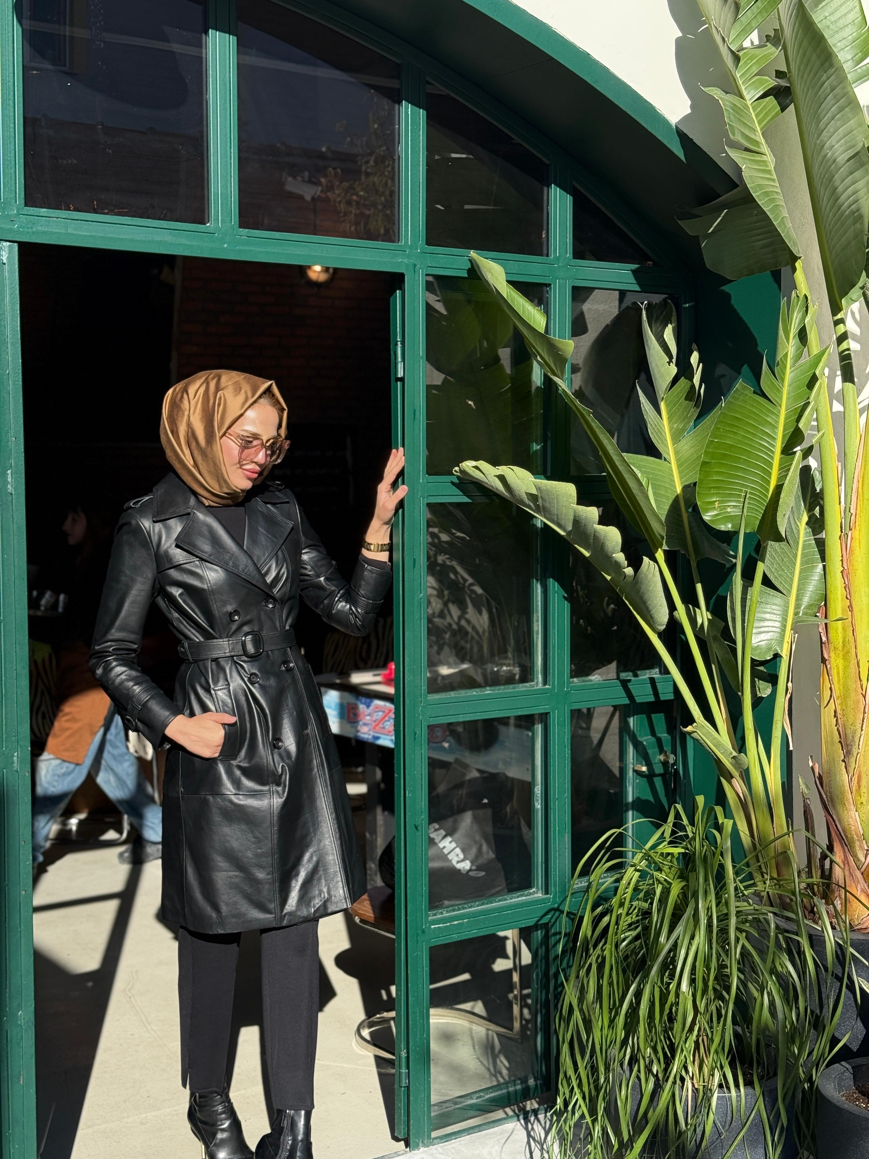 BARUT DERİ TRENCH KABAN