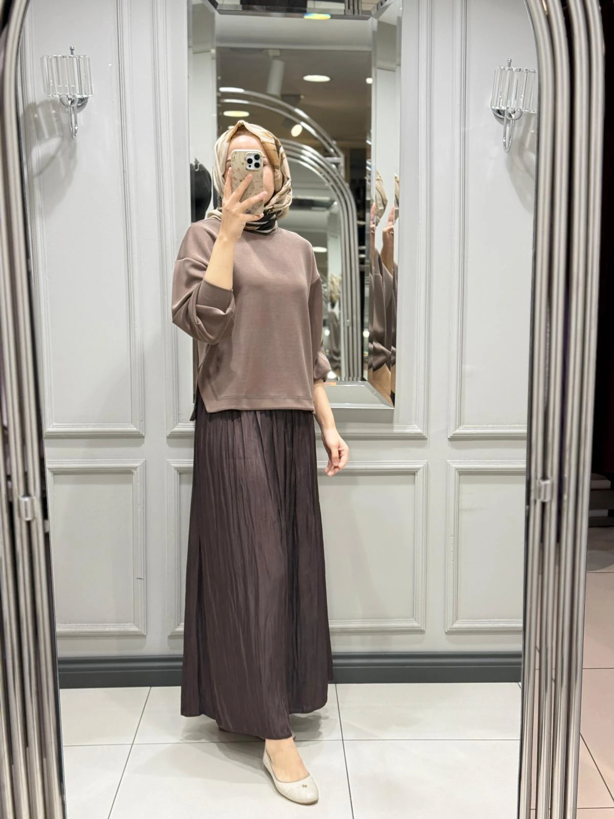 TIĞ TRİKO ETEKLİ TAKIM - KAHVE