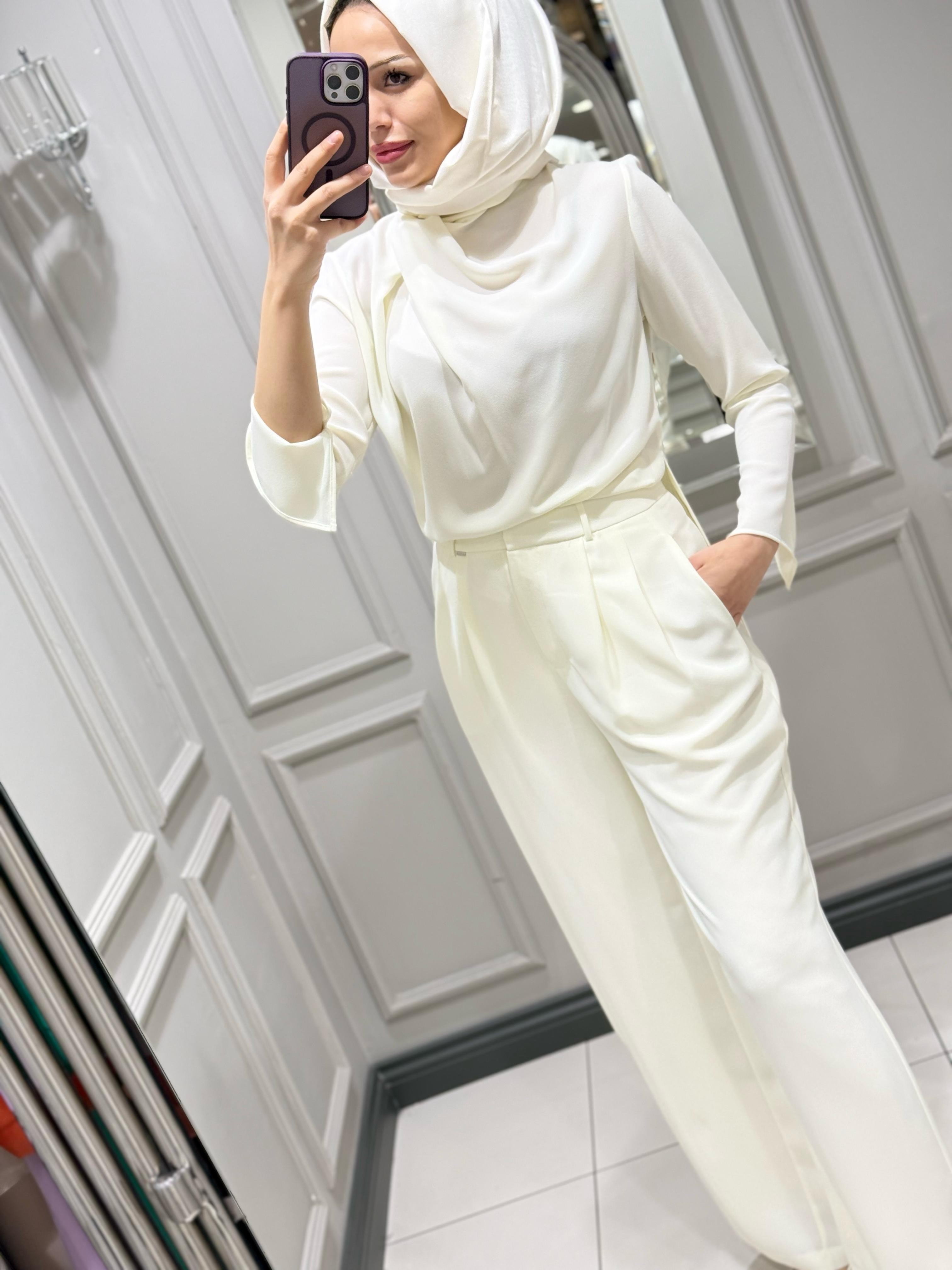 SENNA QUARTZ BLUZ PANTOLON TAKIM EKRU