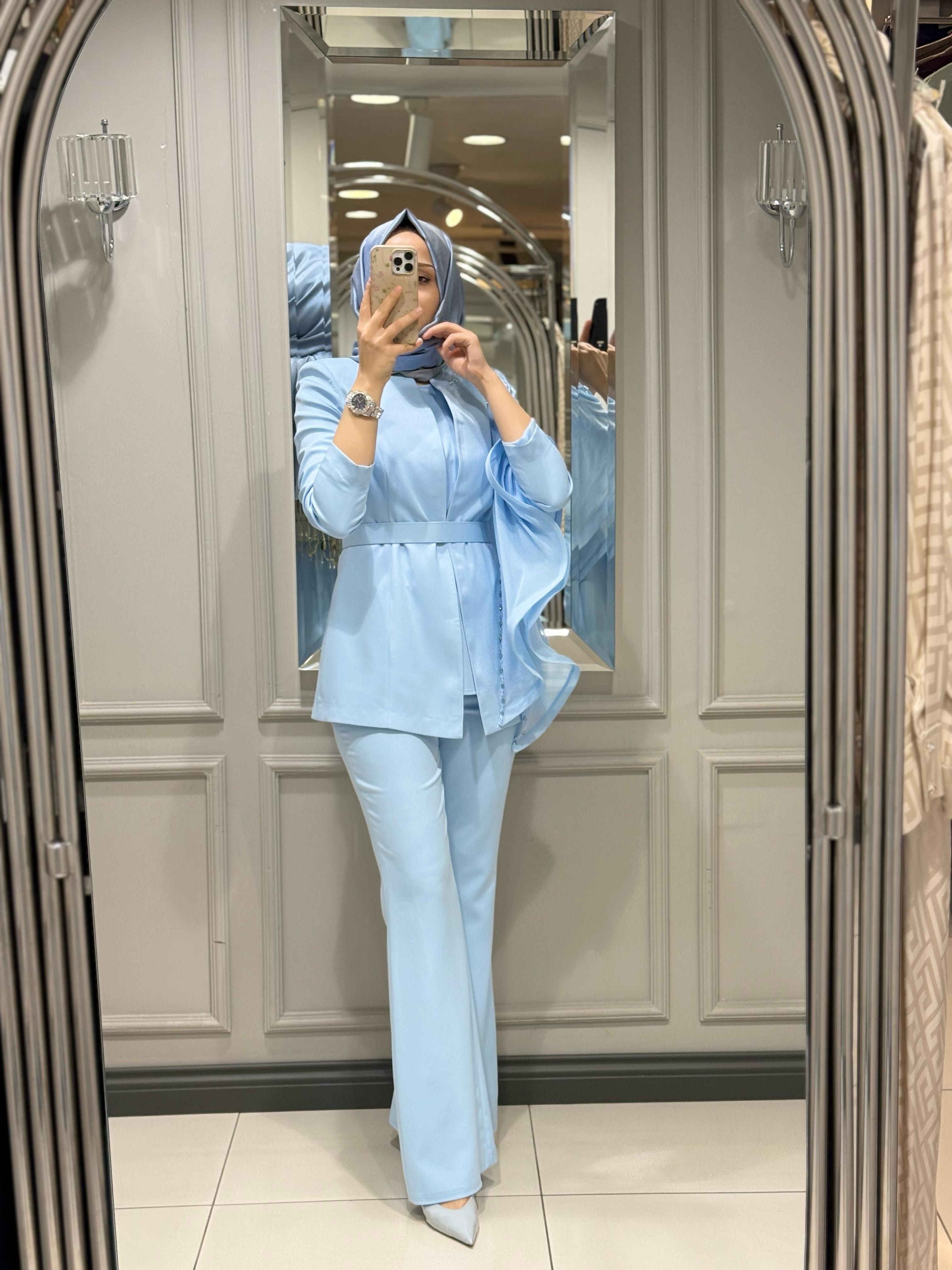 WHITE CORNER CEKET PANT ABİYE TAKIM - MAVI