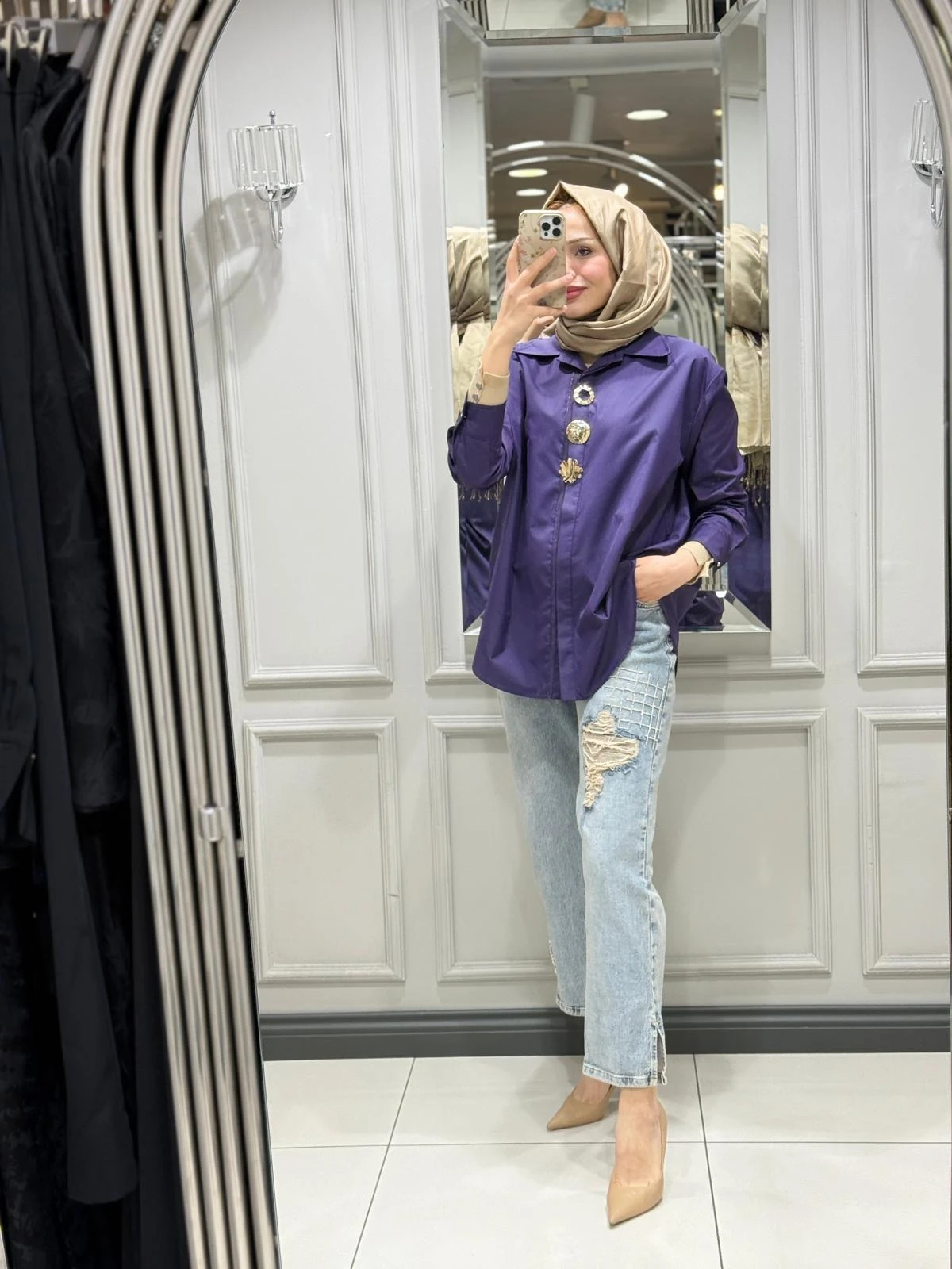 MY312 ÖN AKSESUARLI GÖMLEK - MOR