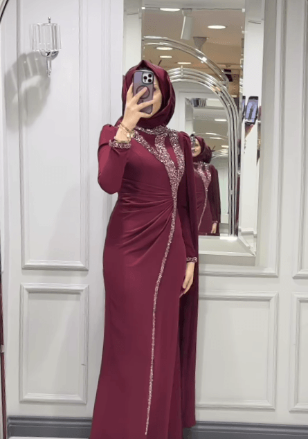 FERİHA NEHİR ABİYE - BORDO