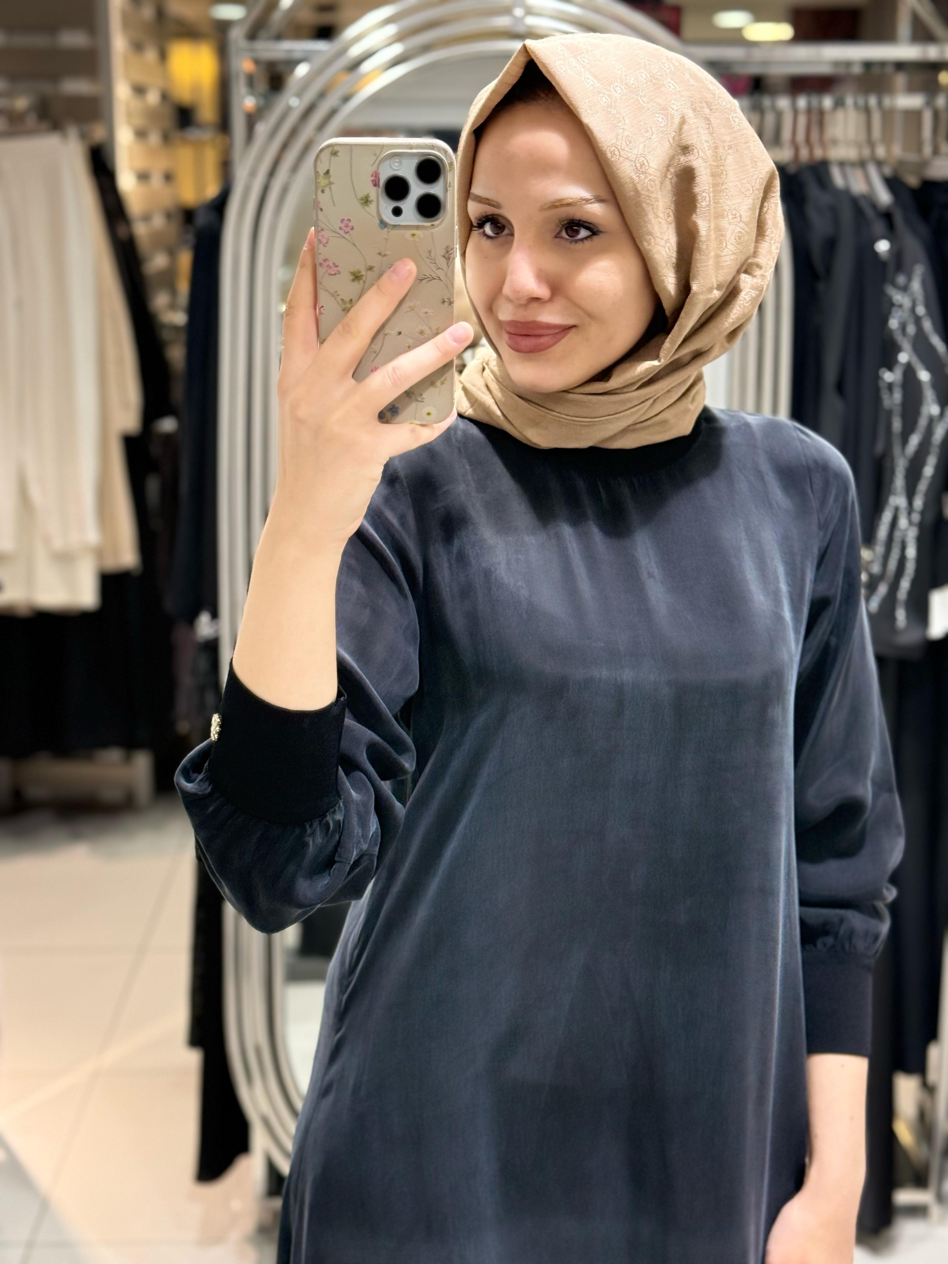 DALİDA DÜZ RENK CUPRO ELBİSE