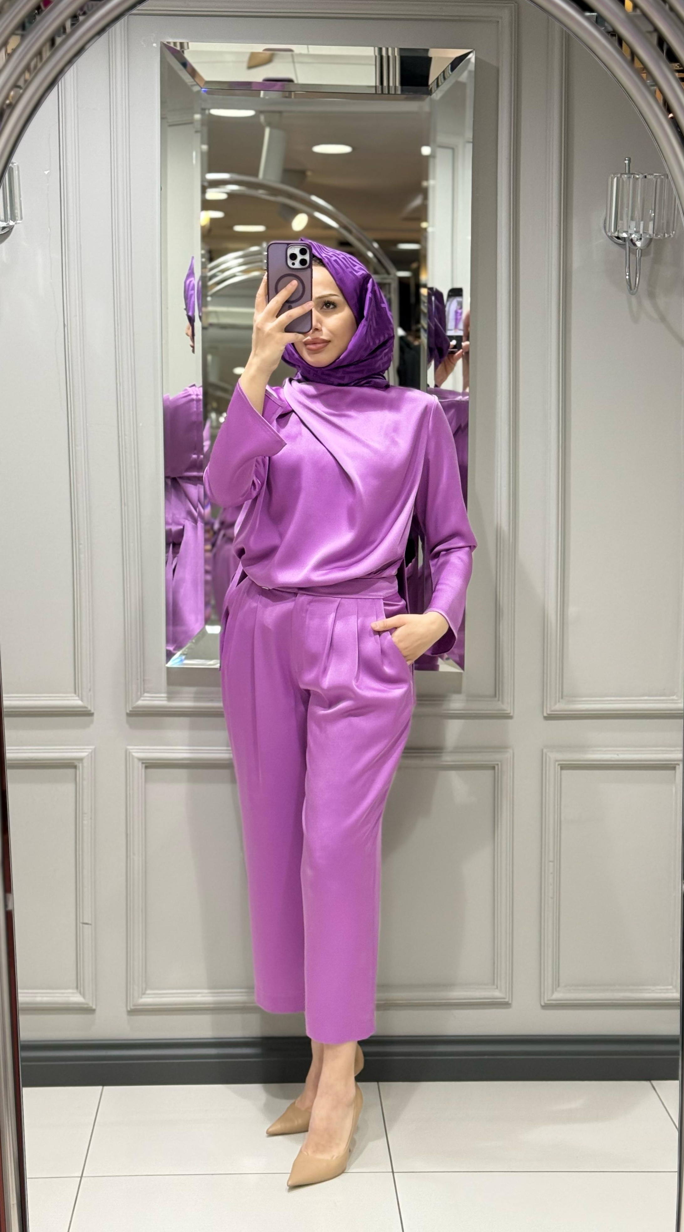 SENNA CRİSTALLE BLUZ PANTOLON TAKIM MOR
