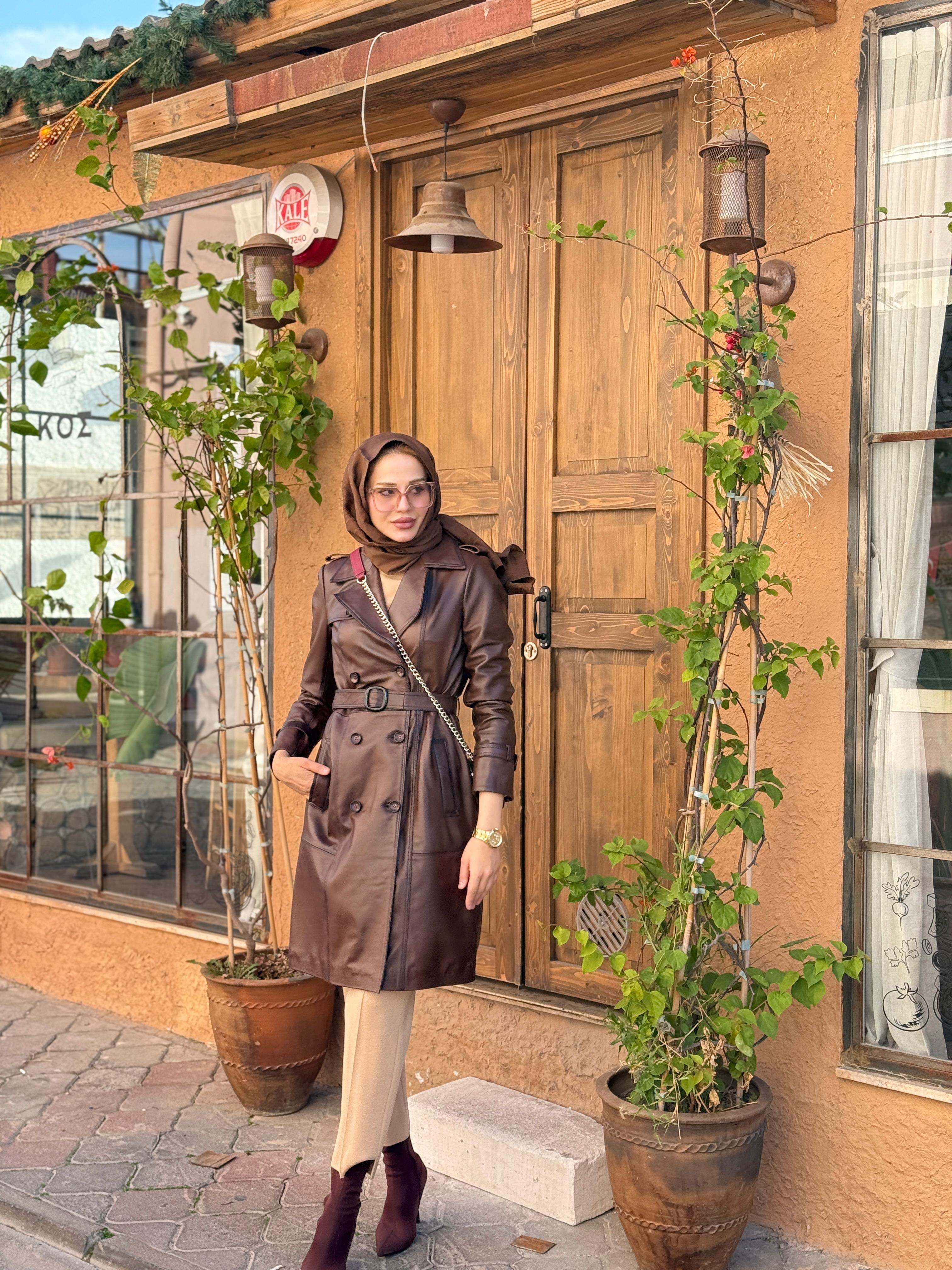 BARUT DERİ TRENCH KABAN - ANTIK