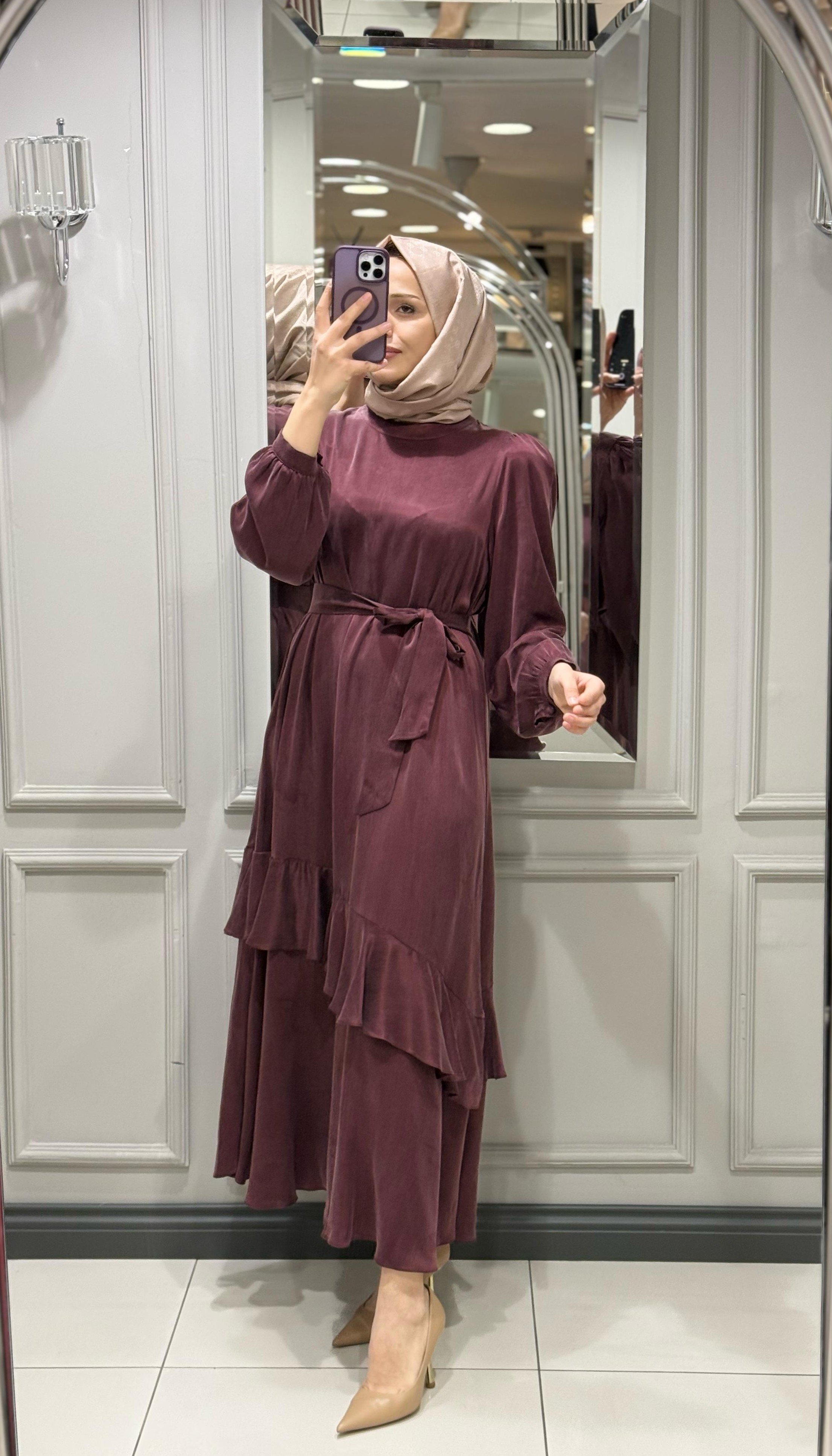 NUSS TRIKO ELBİSE - BORDO