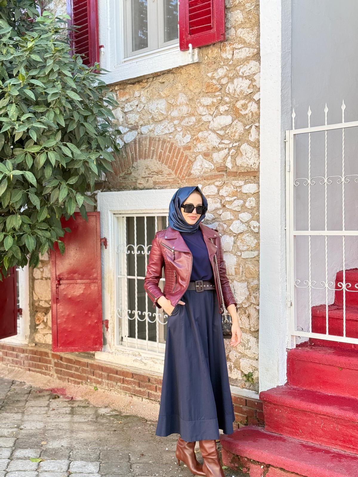 BARUT DERİ KISA CEKET - BORDO