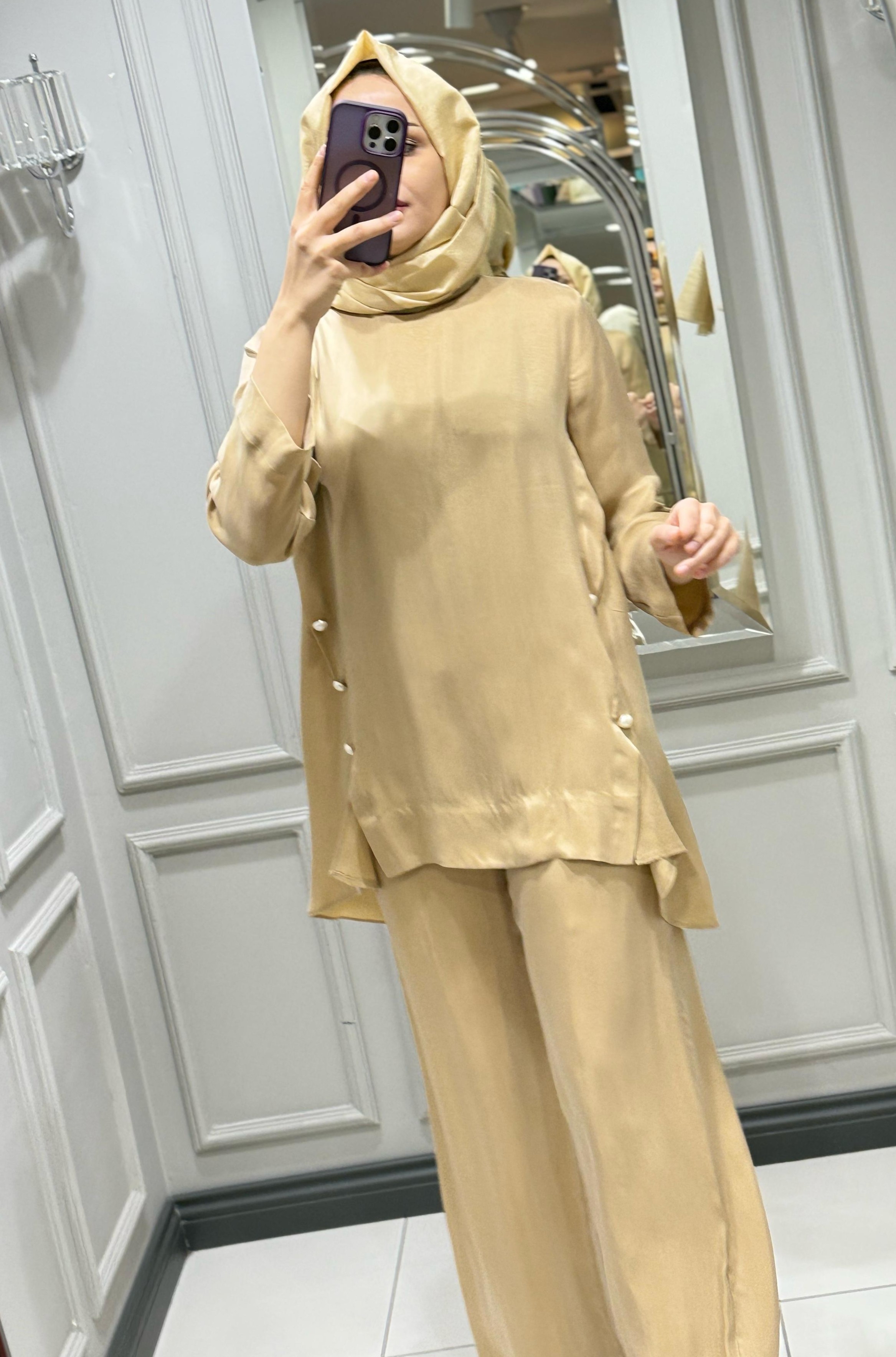 YEŞİM ÖZCAN CARMELA TUNİK PANT TAKIM CAMEL