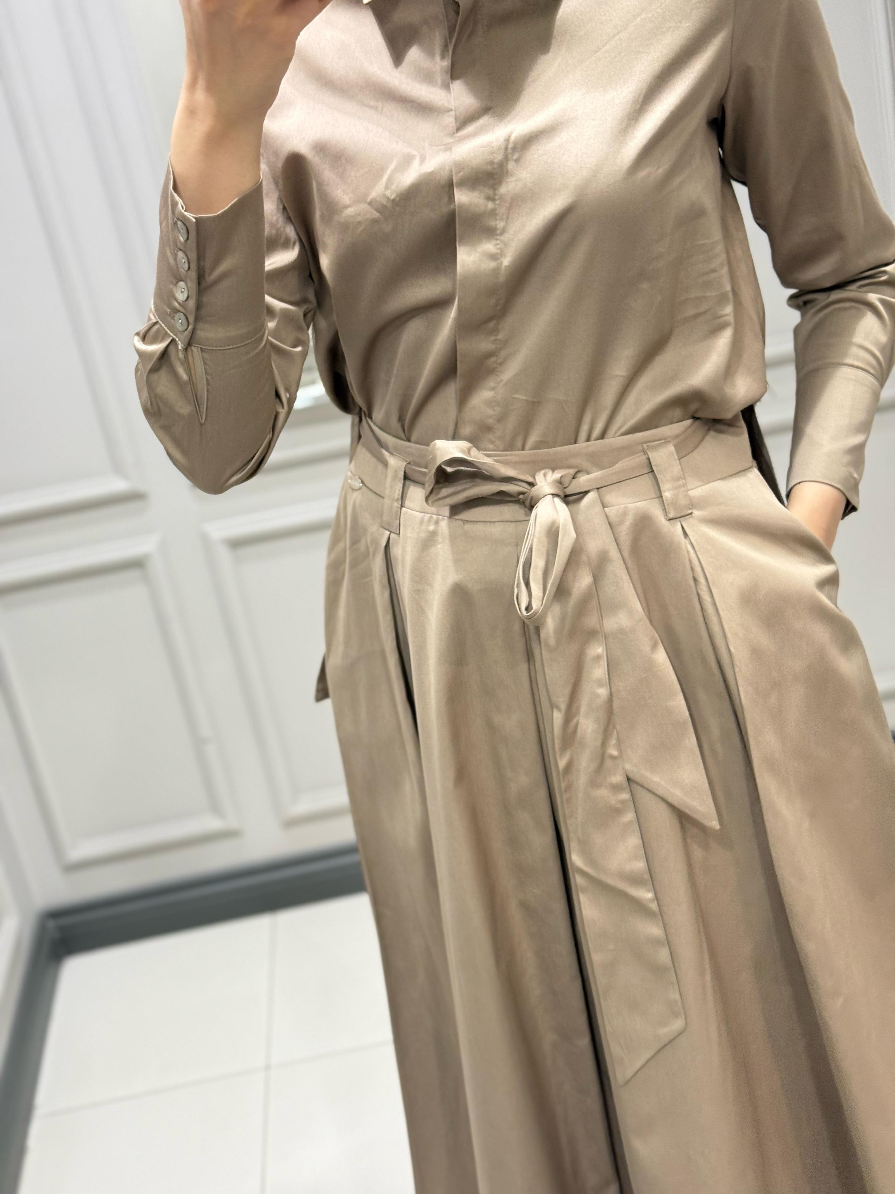 DALİDA POPLIN GÖMLEK ETEK TAKIM CAMEL
