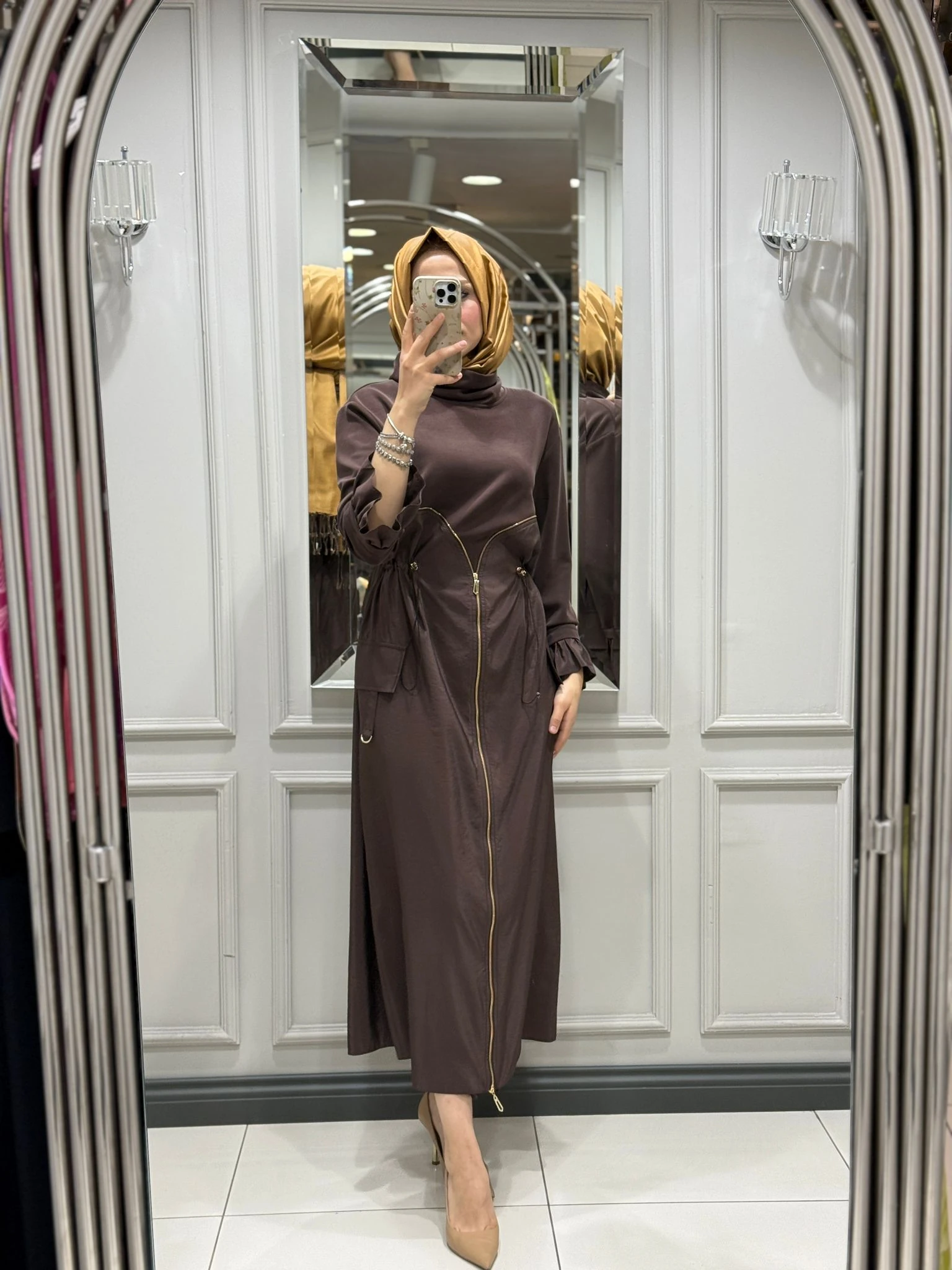 CLANDE ELBISE - KAHVE