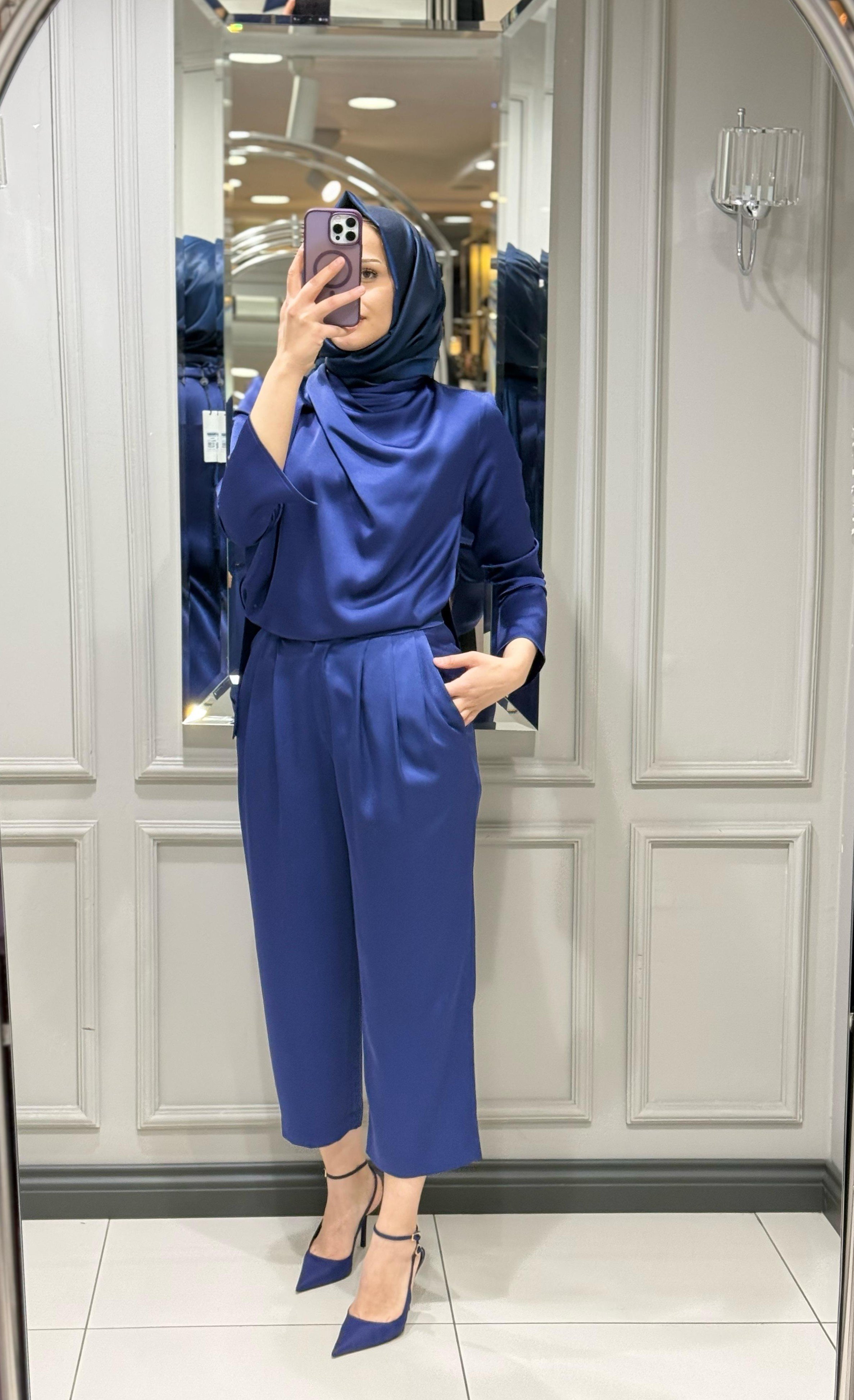 SENNA CRİSTALLE BLUZ PANTOLON TAKIM LACİVERT