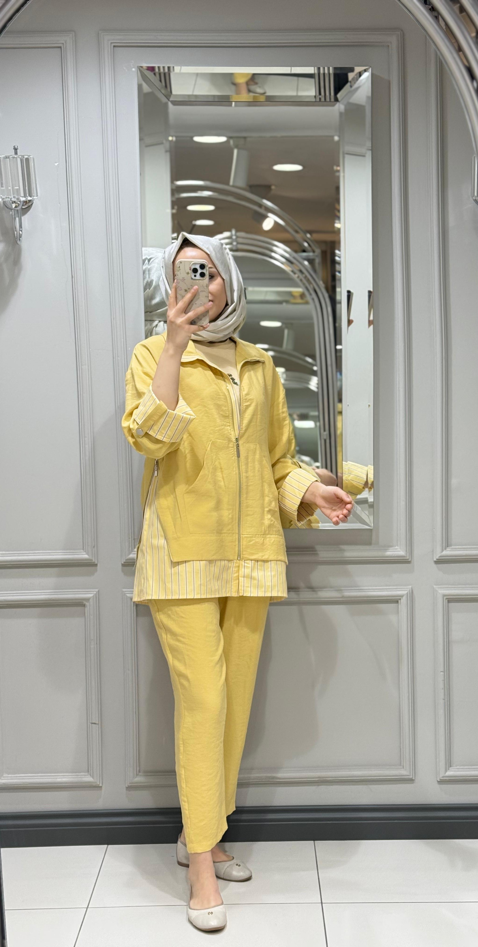 TIĞ TRİKO POPLIN PANT TAKIM - SARI