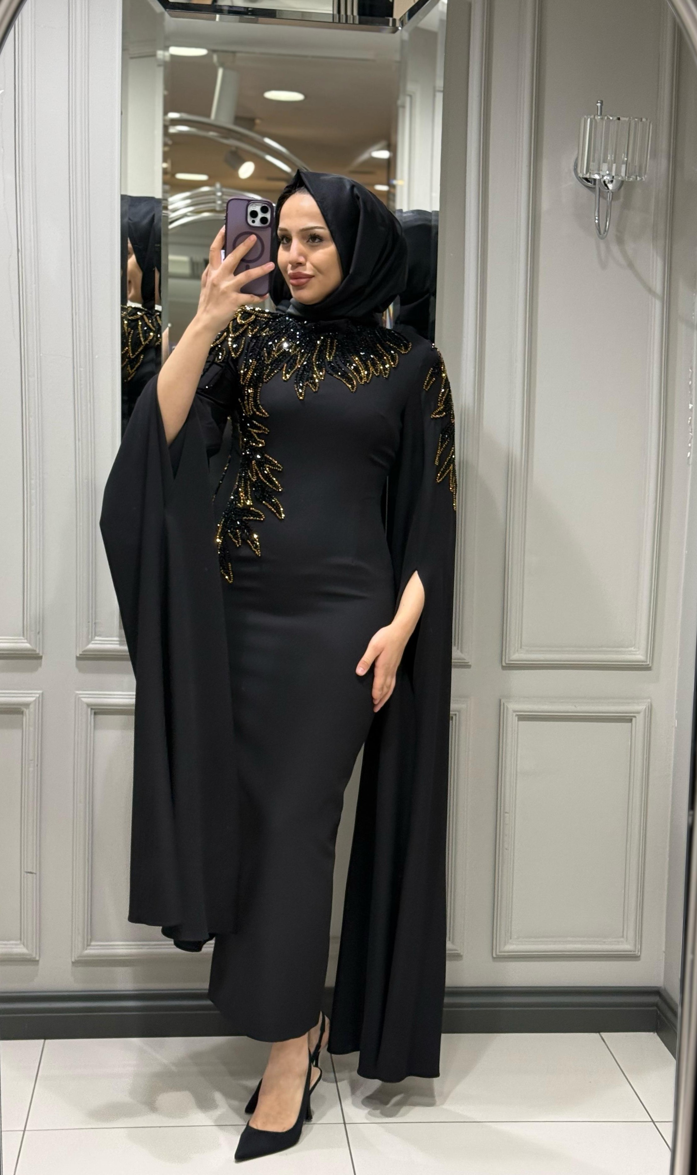 WHITE CORNER ELBİSE - SİYAH-GOLD