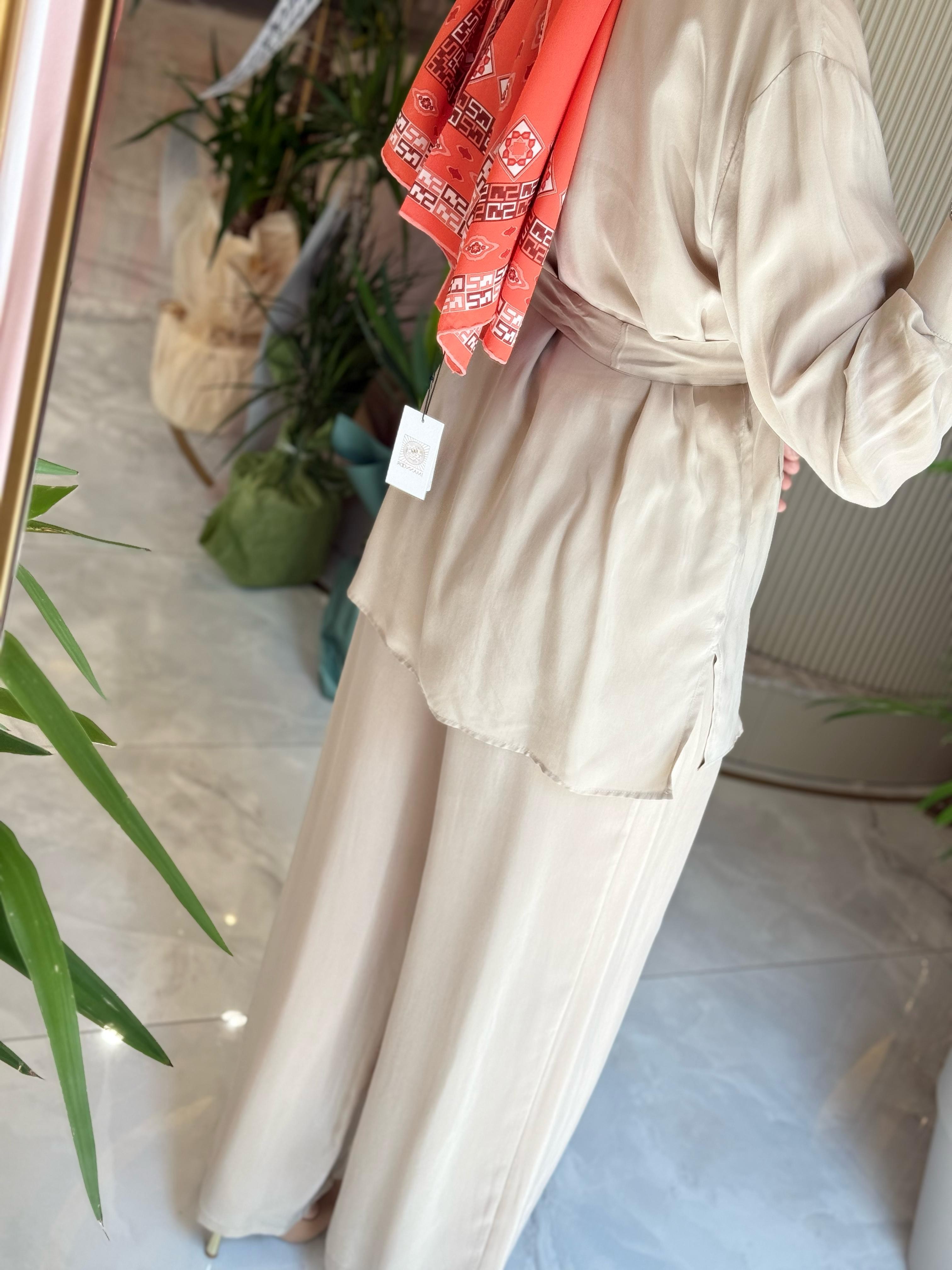 DARA CLANDE TUNİK PANT TAKIM BEJ